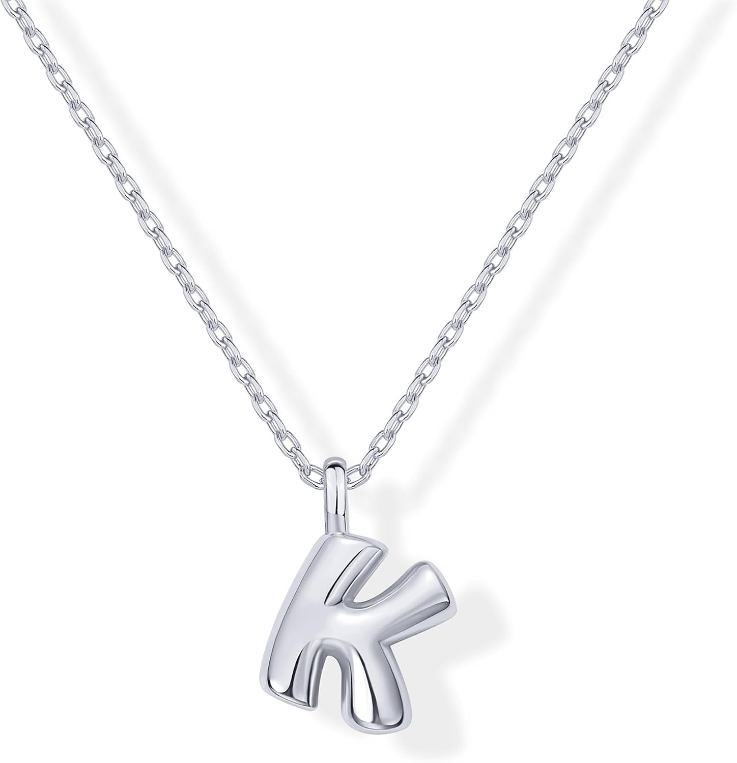 image:imagePAVOI 14K Gold Plated Dainty Chunky Bubble Initial Letter Pendant Necklace for Women Alphabet Letter NecklaceWhite Gold