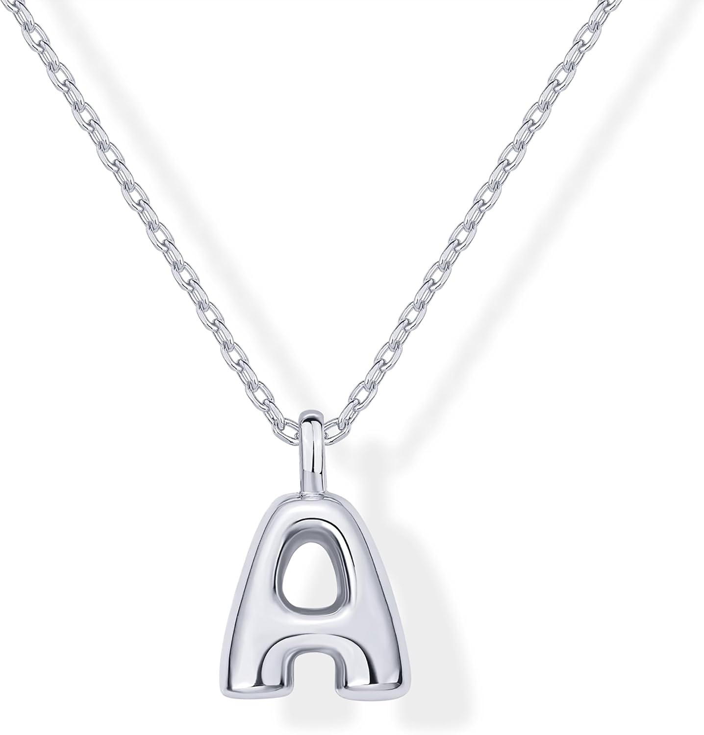 image:imagePAVOI 14K Gold Plated Dainty Chunky Bubble Initial Letter Pendant Necklace for Women Alphabet Letter NecklaceWhite Gold