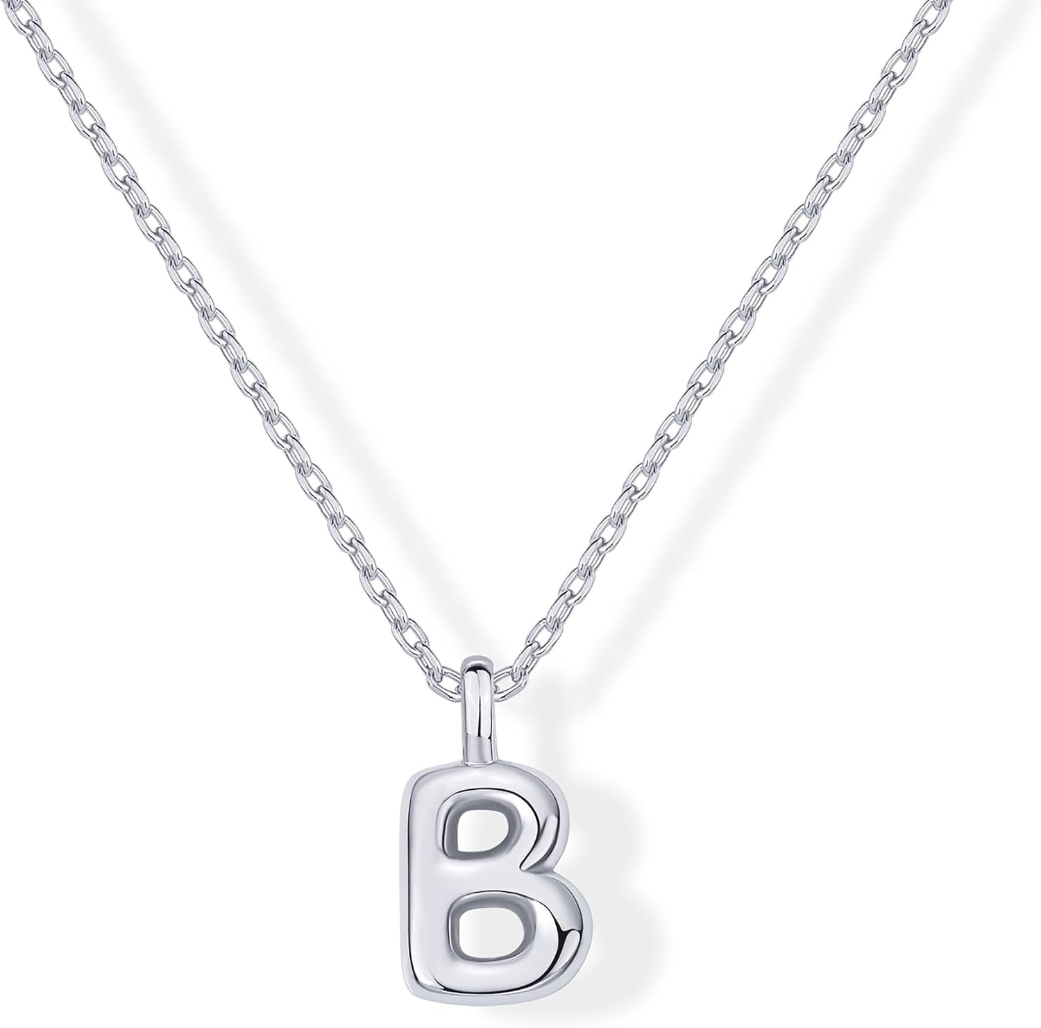 image:imagePAVOI 14K Gold Plated Dainty Chunky Bubble Initial Letter Pendant Necklace for Women Alphabet Letter NecklaceWhite Gold