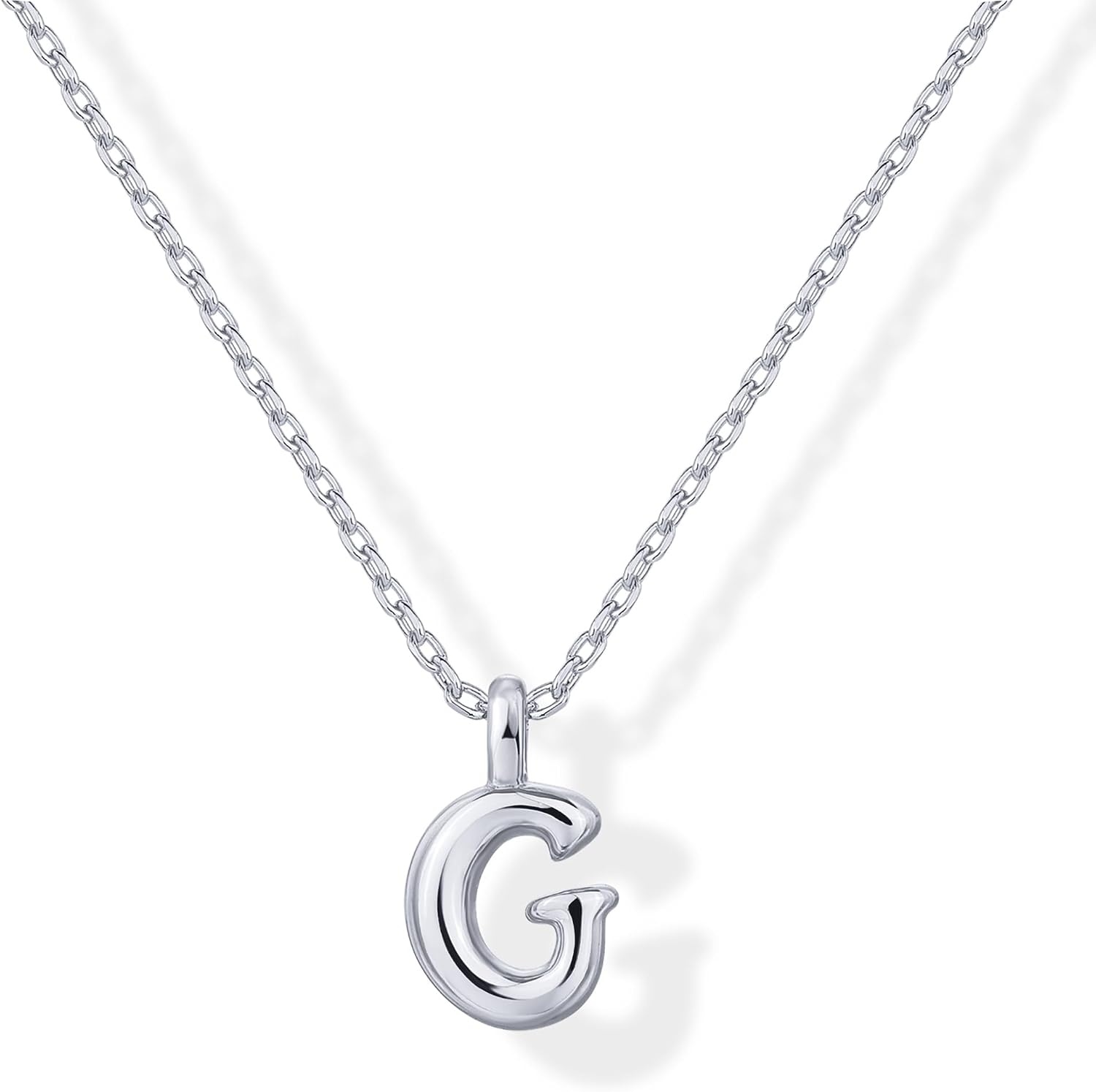 image:imagePAVOI 14K Gold Plated Dainty Chunky Bubble Initial Letter Pendant Necklace for Women Alphabet Letter NecklaceWhite Gold