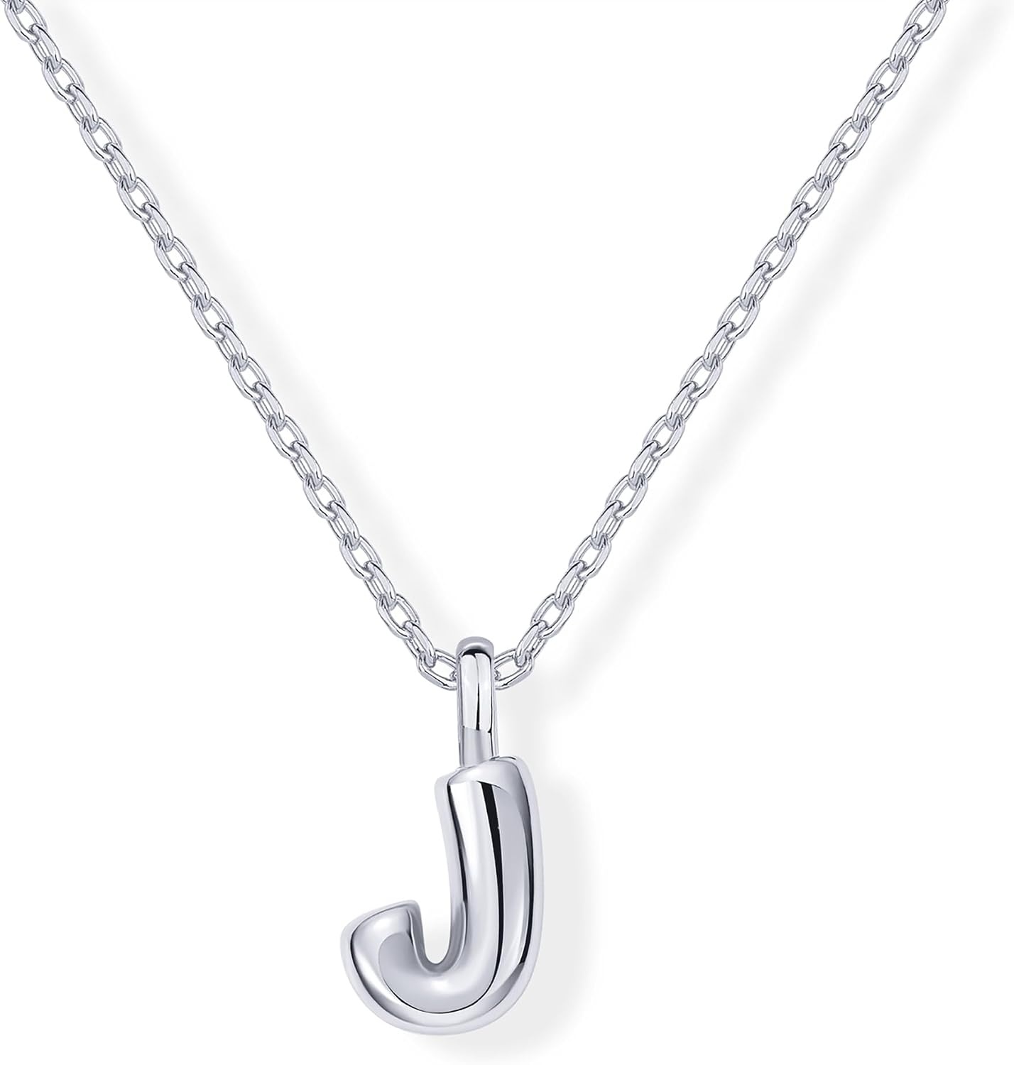 image:imagePAVOI 14K Gold Plated Dainty Chunky Bubble Initial Letter Pendant Necklace for Women Alphabet Letter NecklaceWhite Gold