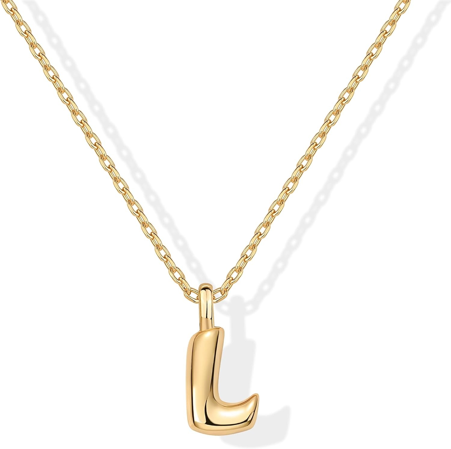 image:imagePAVOI 14K Gold Plated Dainty Chunky Bubble Initial Letter Pendant Necklace for Women Alphabet Letter NecklaceYellow Gold