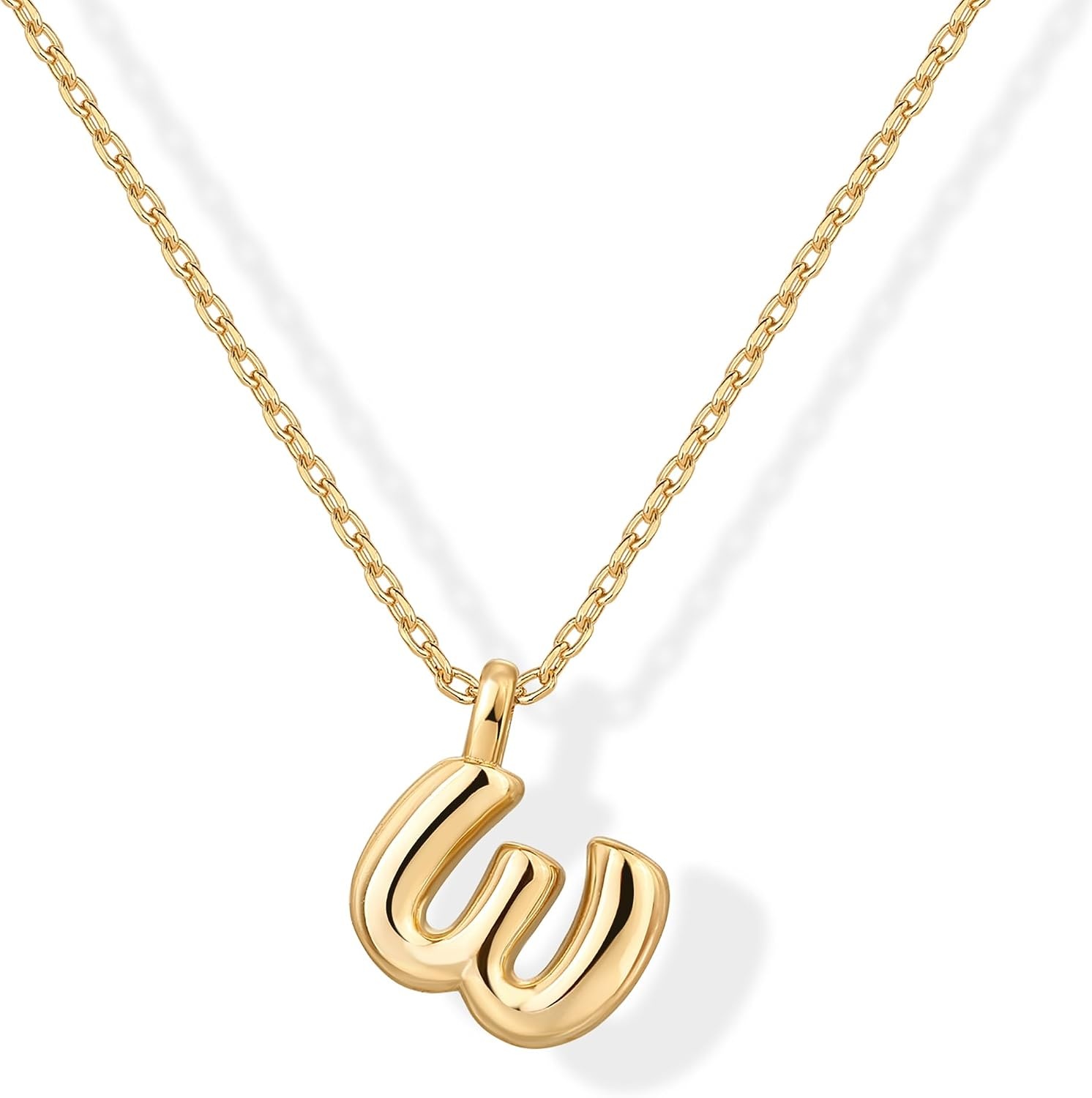 image:imagePAVOI 14K Gold Plated Dainty Chunky Bubble Initial Letter Pendant Necklace for Women Alphabet Letter NecklaceYellow Gold
