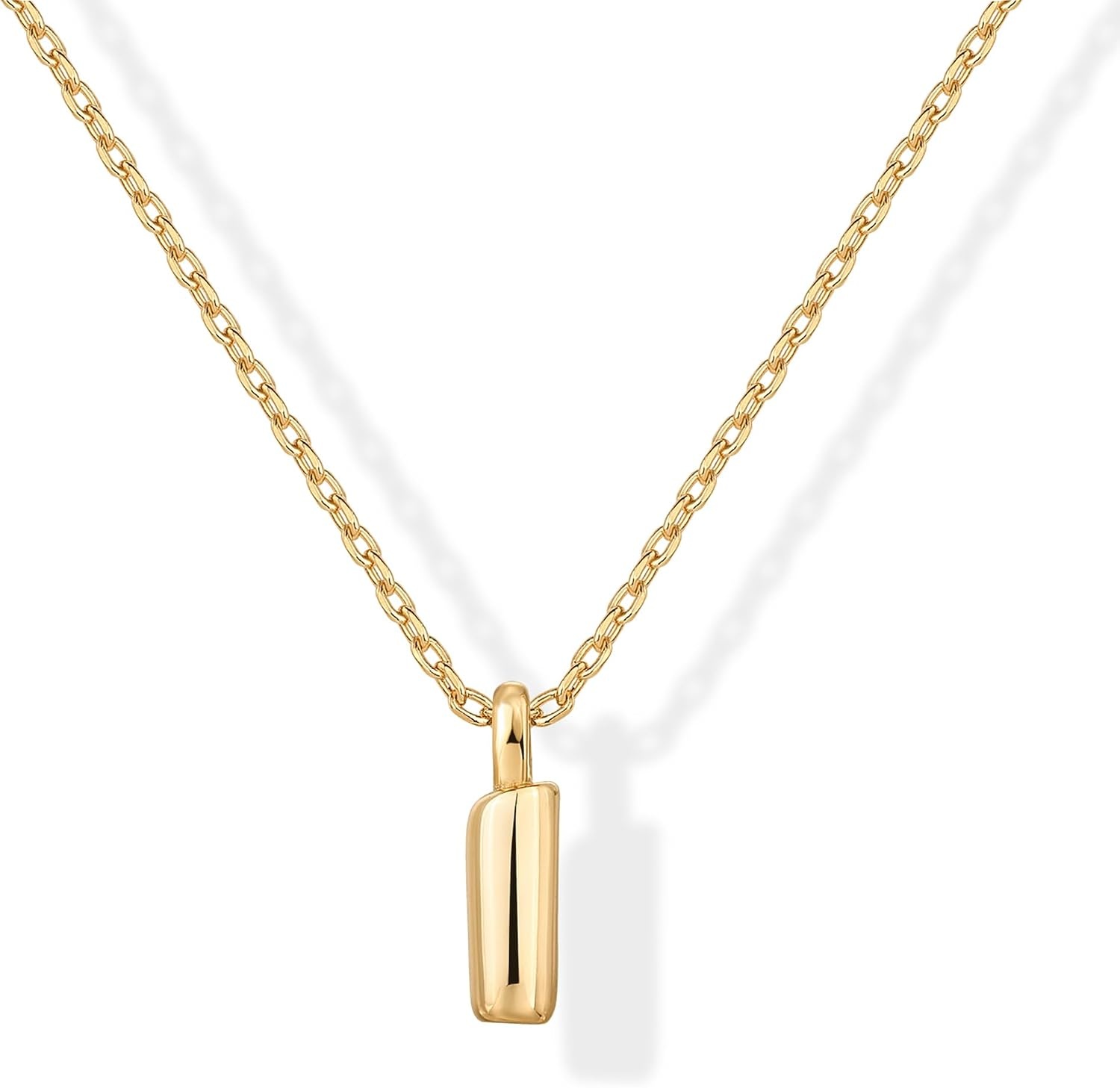 image:imagePAVOI 14K Gold Plated Dainty Chunky Bubble Initial Letter Pendant Necklace for Women Alphabet Letter NecklaceYellow Gold
