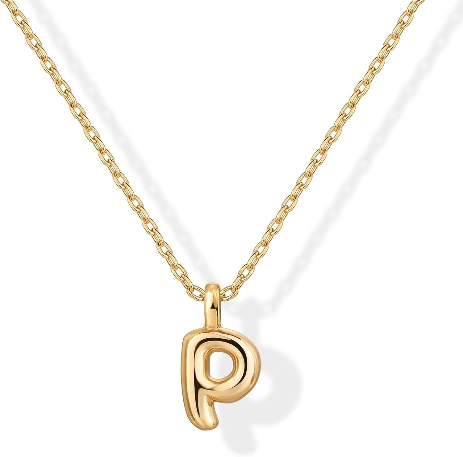 image:imagePAVOI 14K Gold Plated Dainty Chunky Bubble Initial Letter Pendant Necklace for Women Alphabet Letter NecklaceYellow Gold
