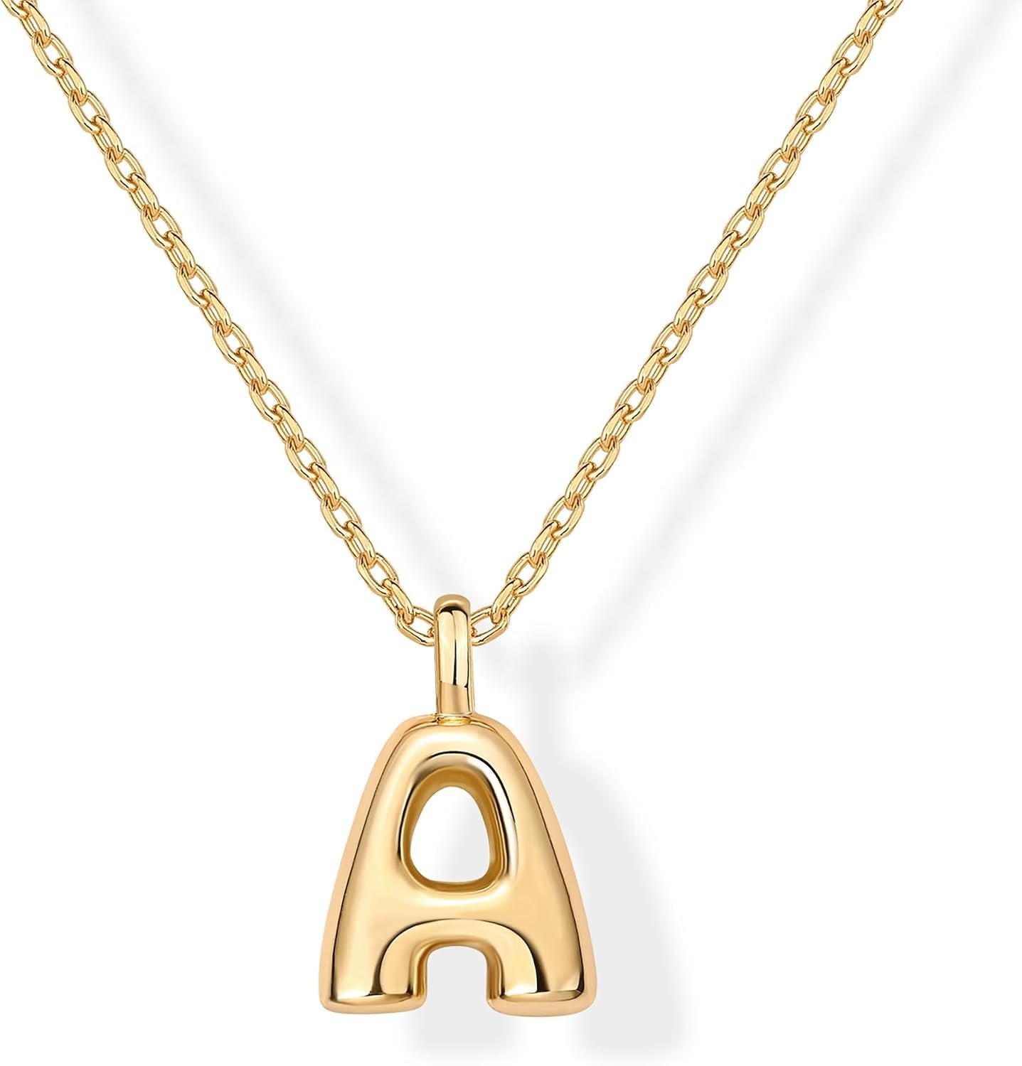 image:imagePAVOI 14K Gold Plated Dainty Chunky Bubble Initial Letter Pendant Necklace for Women Alphabet Letter NecklaceYellow Gold