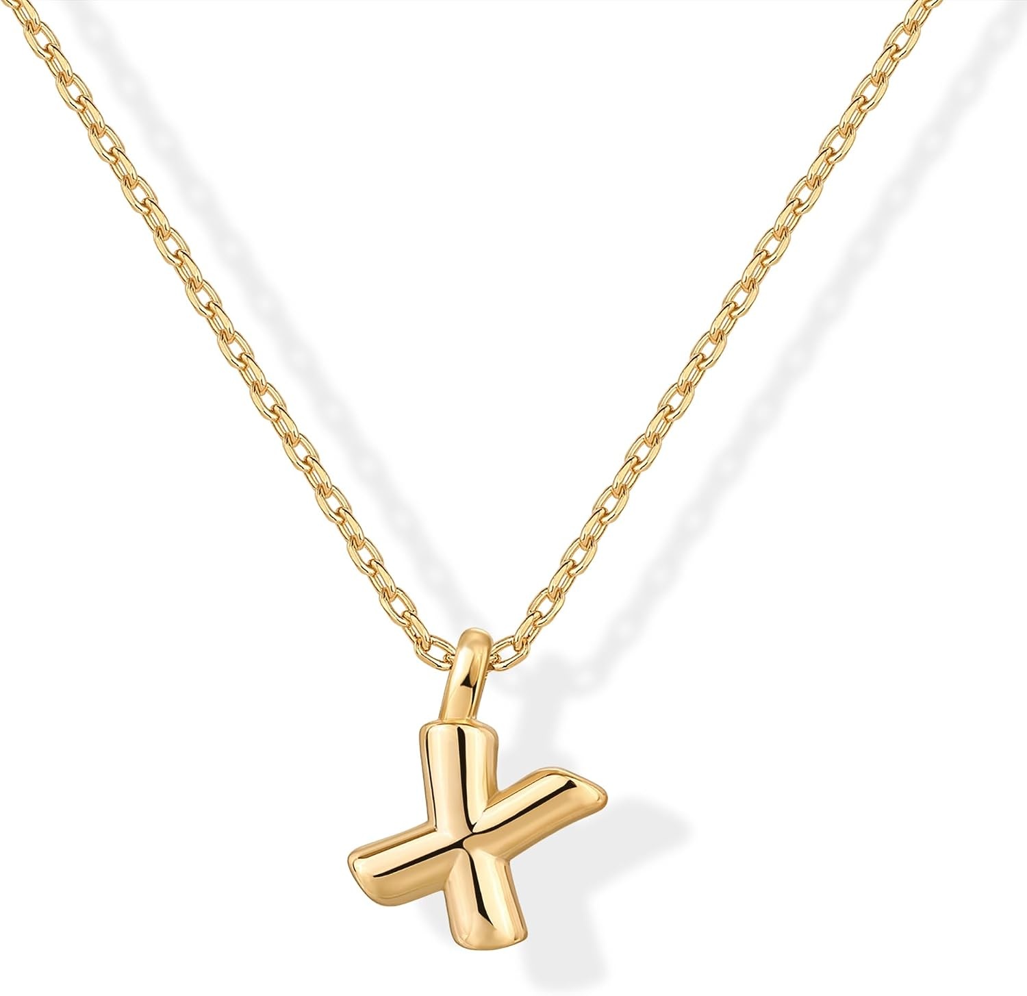 image:imagePAVOI 14K Gold Plated Dainty Chunky Bubble Initial Letter Pendant Necklace for Women Alphabet Letter NecklaceYellow Gold