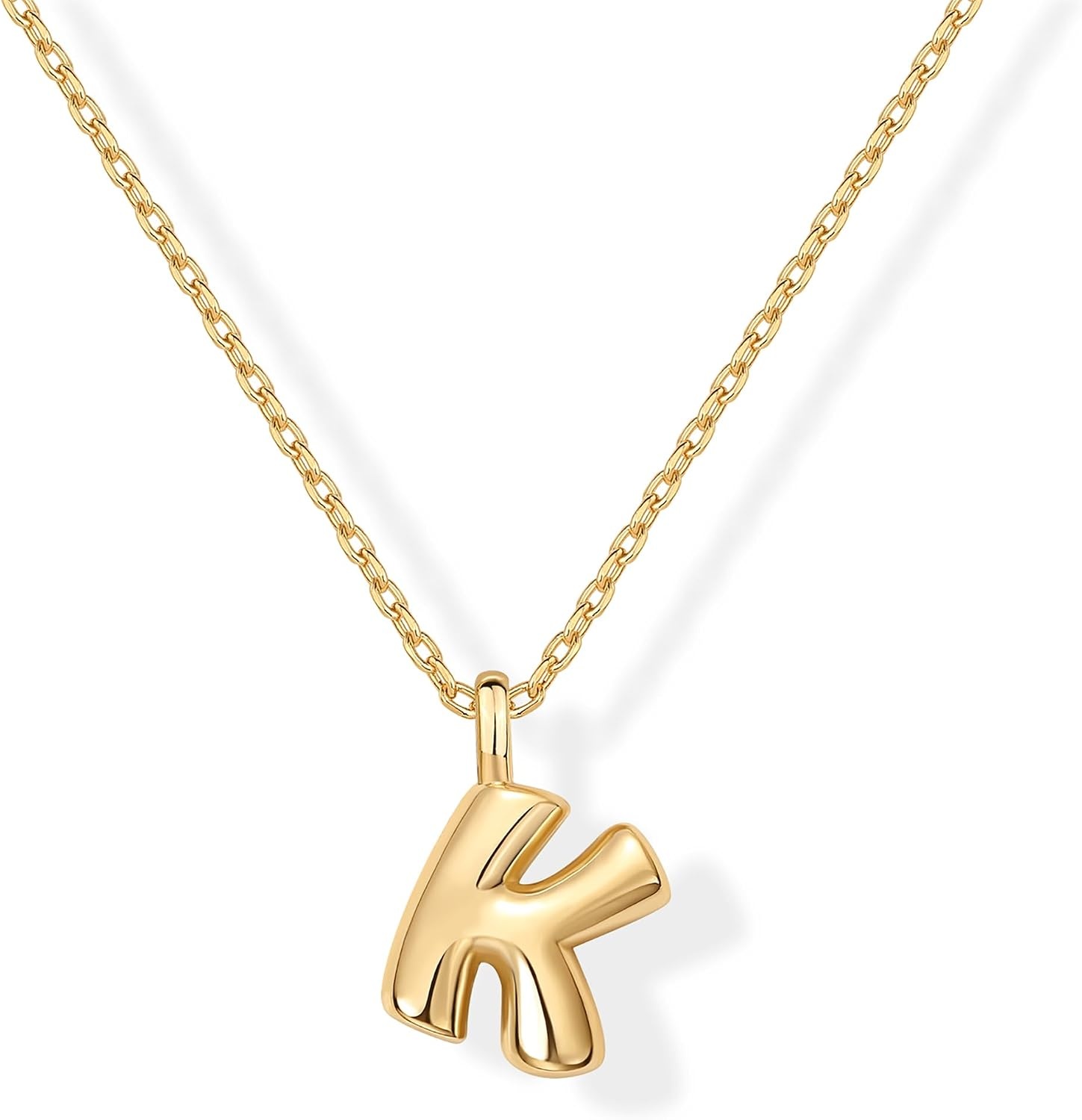 image:imagePAVOI 14K Gold Plated Dainty Chunky Bubble Initial Letter Pendant Necklace for Women Alphabet Letter NecklaceYellow Gold