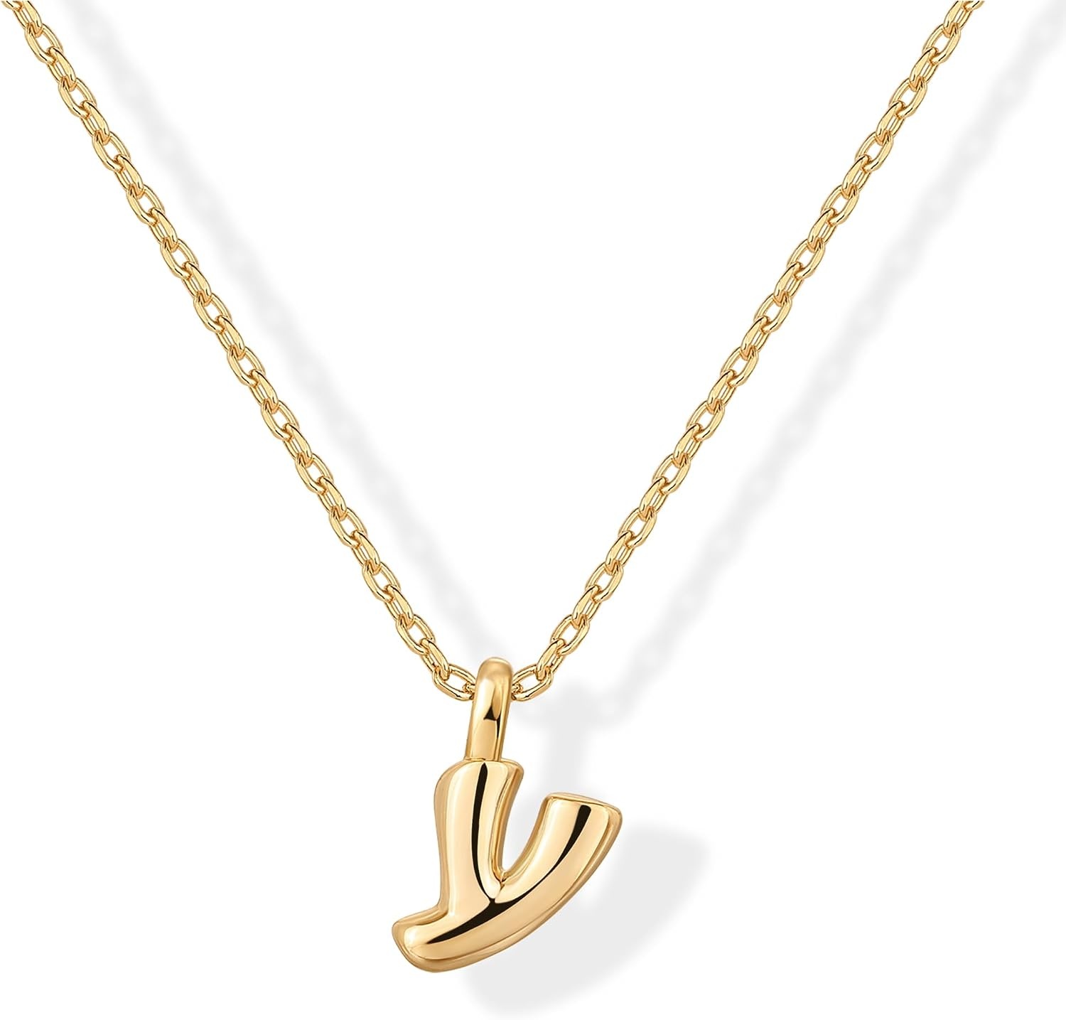 image:imagePAVOI 14K Gold Plated Dainty Chunky Bubble Initial Letter Pendant Necklace for Women Alphabet Letter NecklaceYellow Gold
