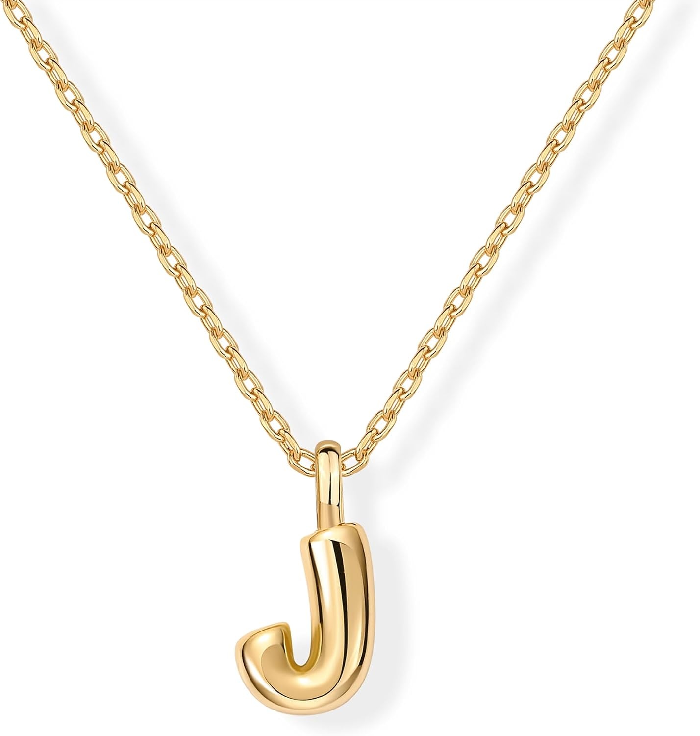 image:imagePAVOI 14K Gold Plated Dainty Chunky Bubble Initial Letter Pendant Necklace for Women Alphabet Letter NecklaceYellow Gold