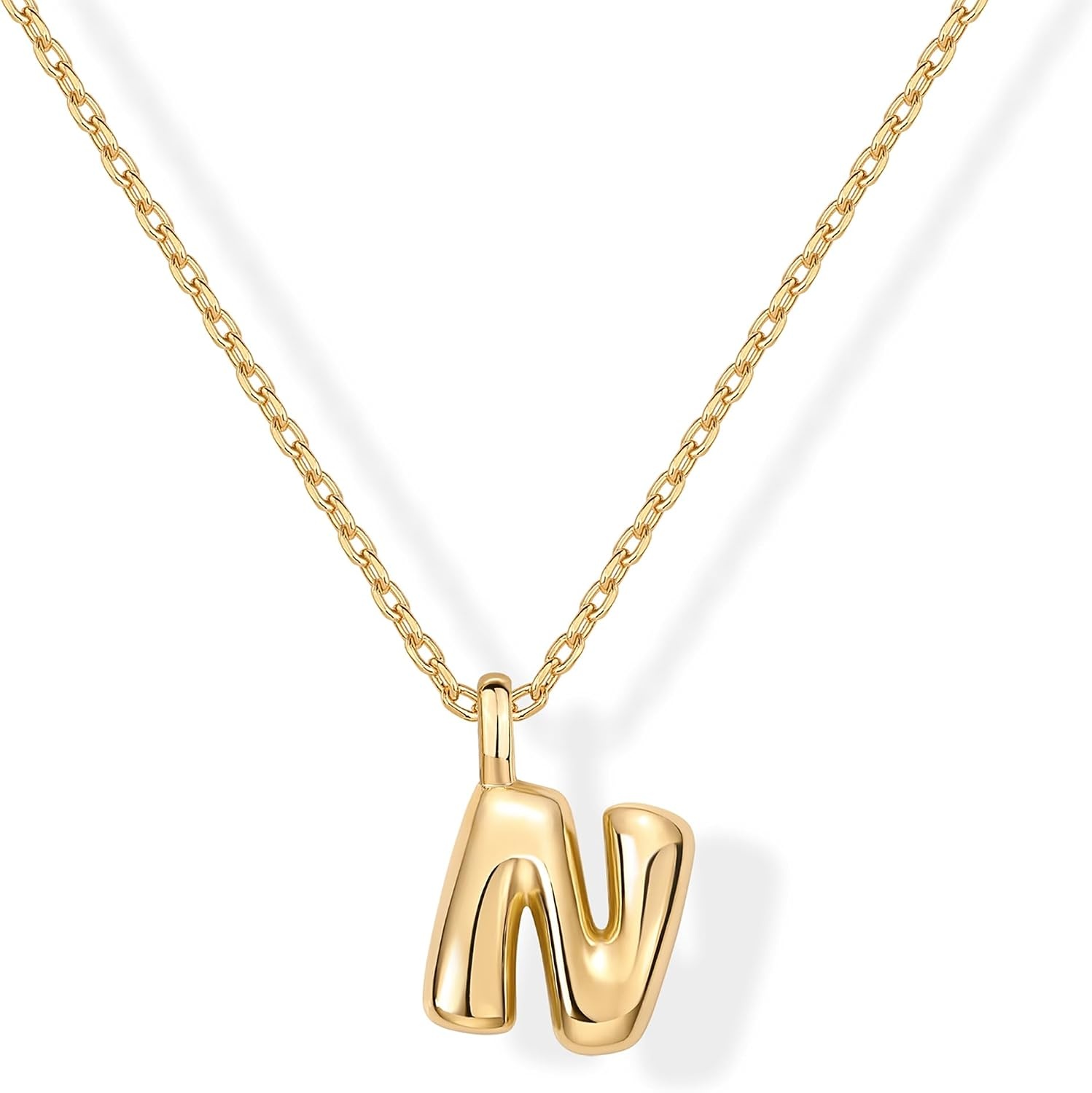 image:imagePAVOI 14K Gold Plated Dainty Chunky Bubble Initial Letter Pendant Necklace for Women Alphabet Letter NecklaceYellow Gold