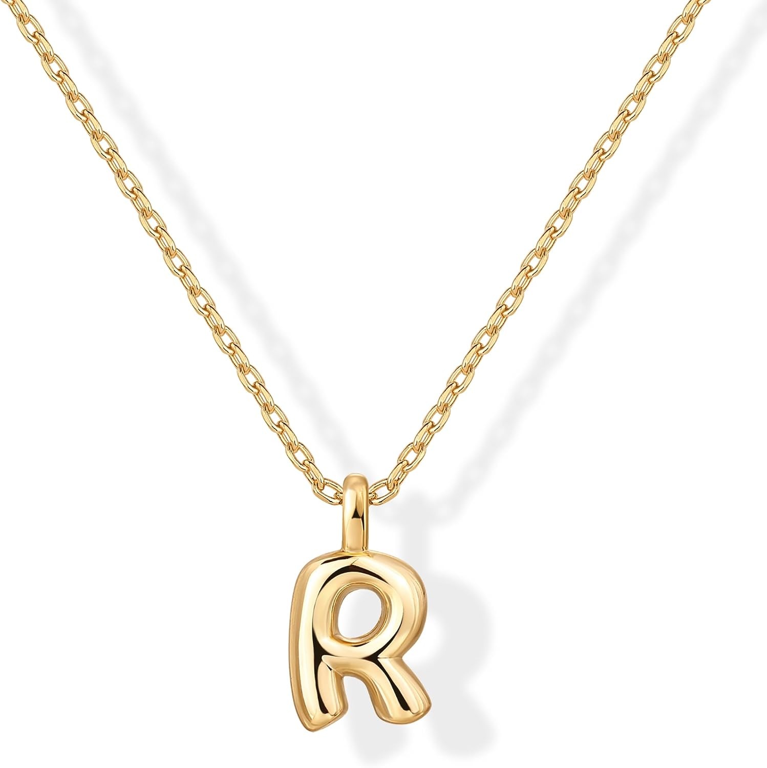 image:imagePAVOI 14K Gold Plated Dainty Chunky Bubble Initial Letter Pendant Necklace for Women Alphabet Letter NecklaceYellow Gold