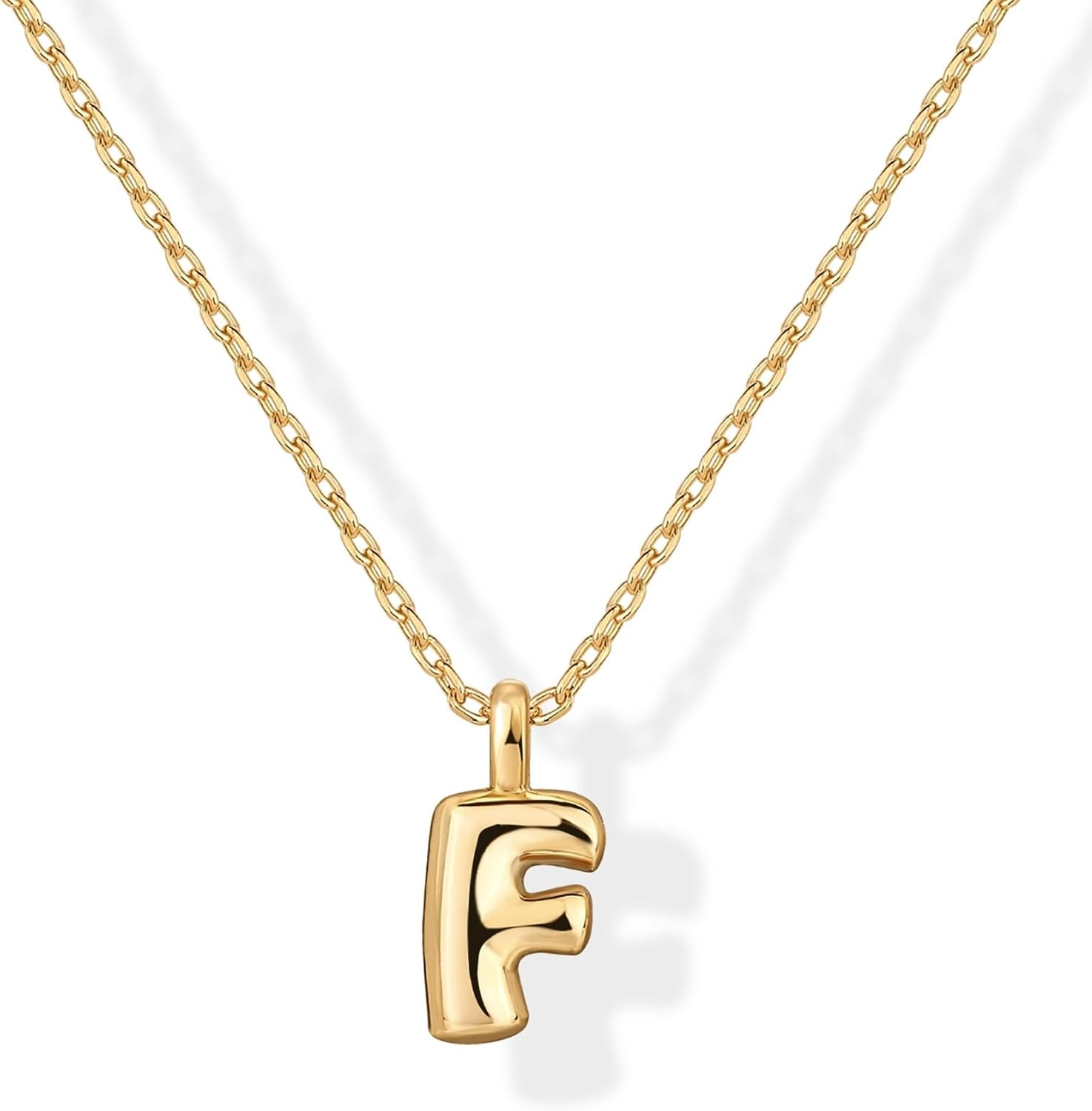 image:imagePAVOI 14K Gold Plated Dainty Chunky Bubble Initial Letter Pendant Necklace for Women Alphabet Letter NecklaceYellow Gold