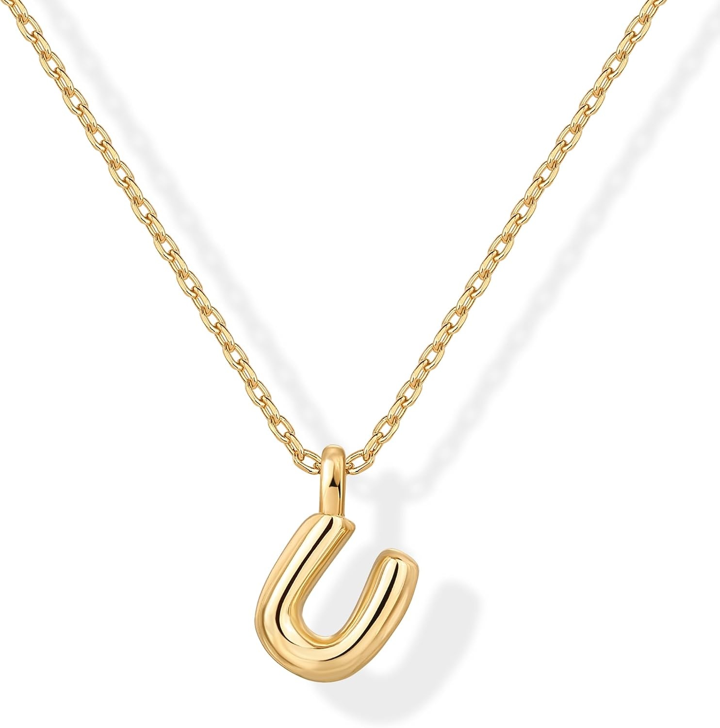 image:imagePAVOI 14K Gold Plated Dainty Chunky Bubble Initial Letter Pendant Necklace for Women Alphabet Letter NecklaceYellow Gold