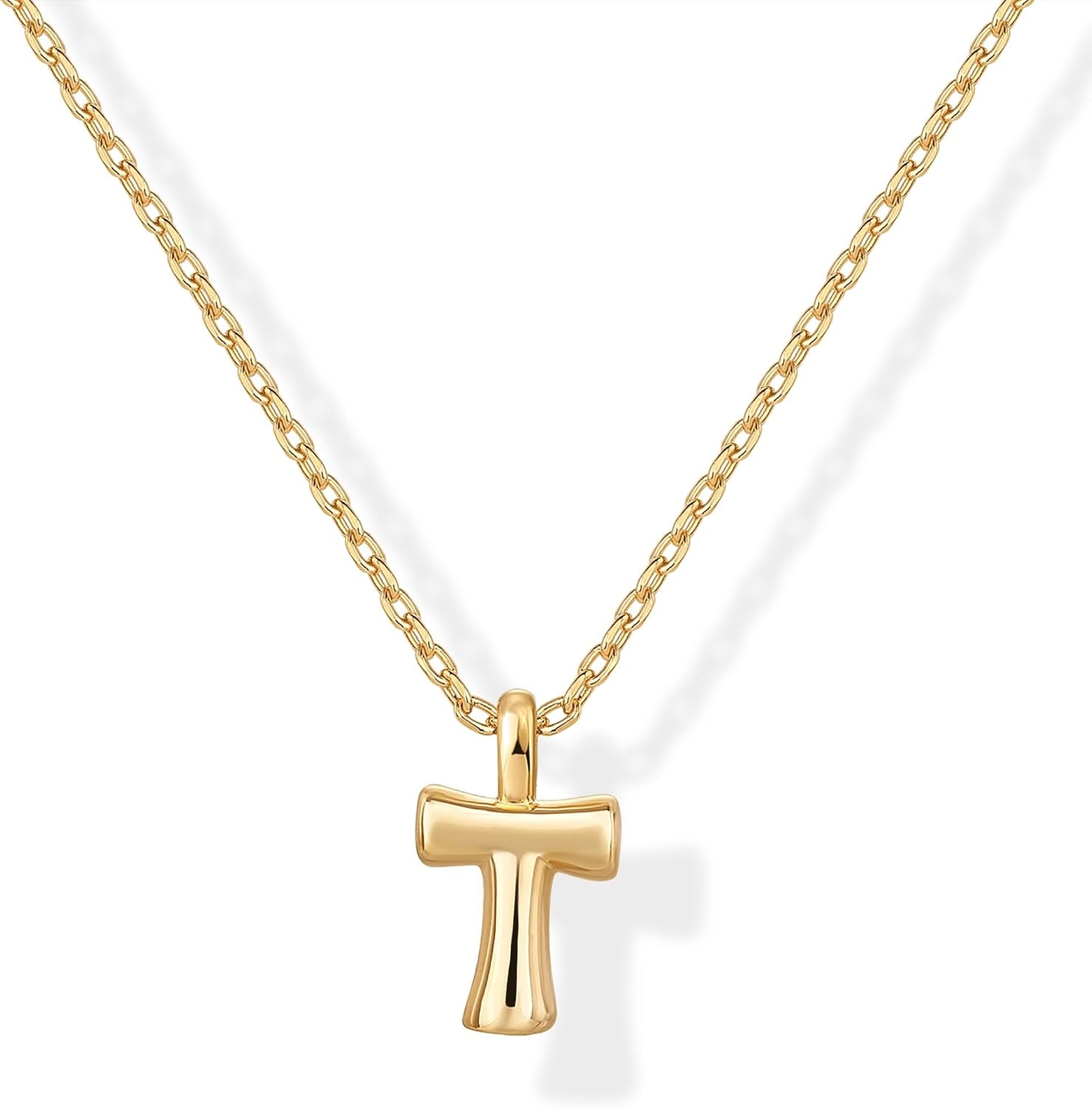 image:imagePAVOI 14K Gold Plated Dainty Chunky Bubble Initial Letter Pendant Necklace for Women Alphabet Letter NecklaceYellow Gold