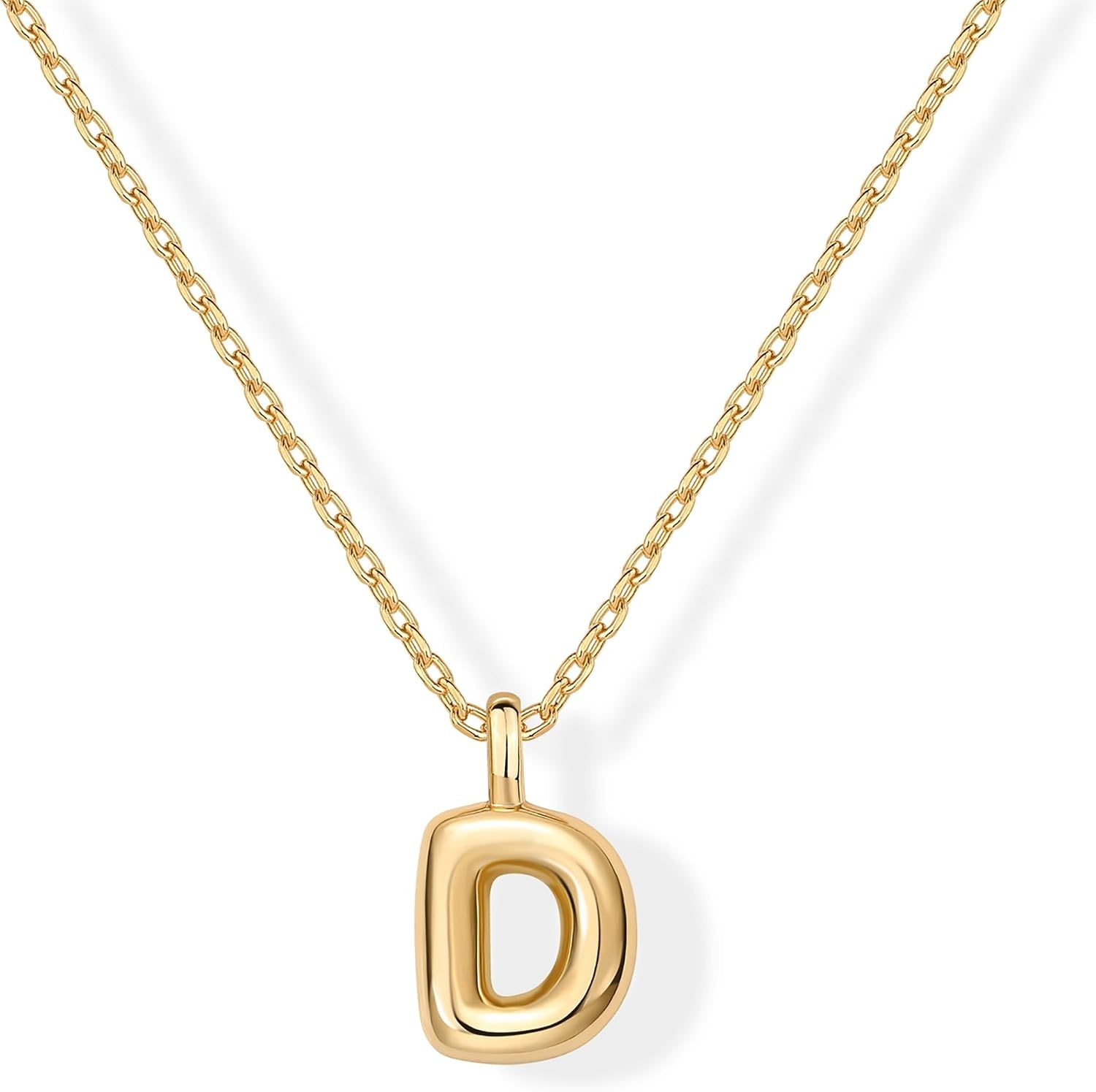 image:imagePAVOI 14K Gold Plated Dainty Chunky Bubble Initial Letter Pendant Necklace for Women Alphabet Letter NecklaceYellow Gold