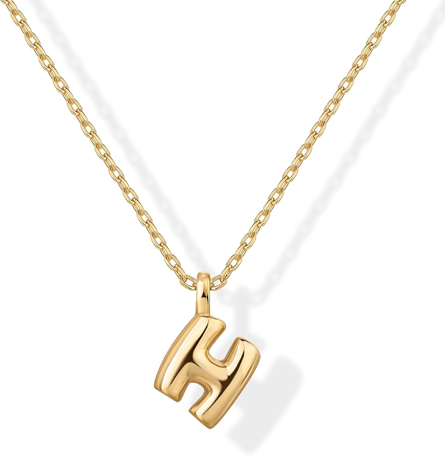 image:imagePAVOI 14K Gold Plated Dainty Chunky Bubble Initial Letter Pendant Necklace for Women Alphabet Letter NecklaceYellow Gold