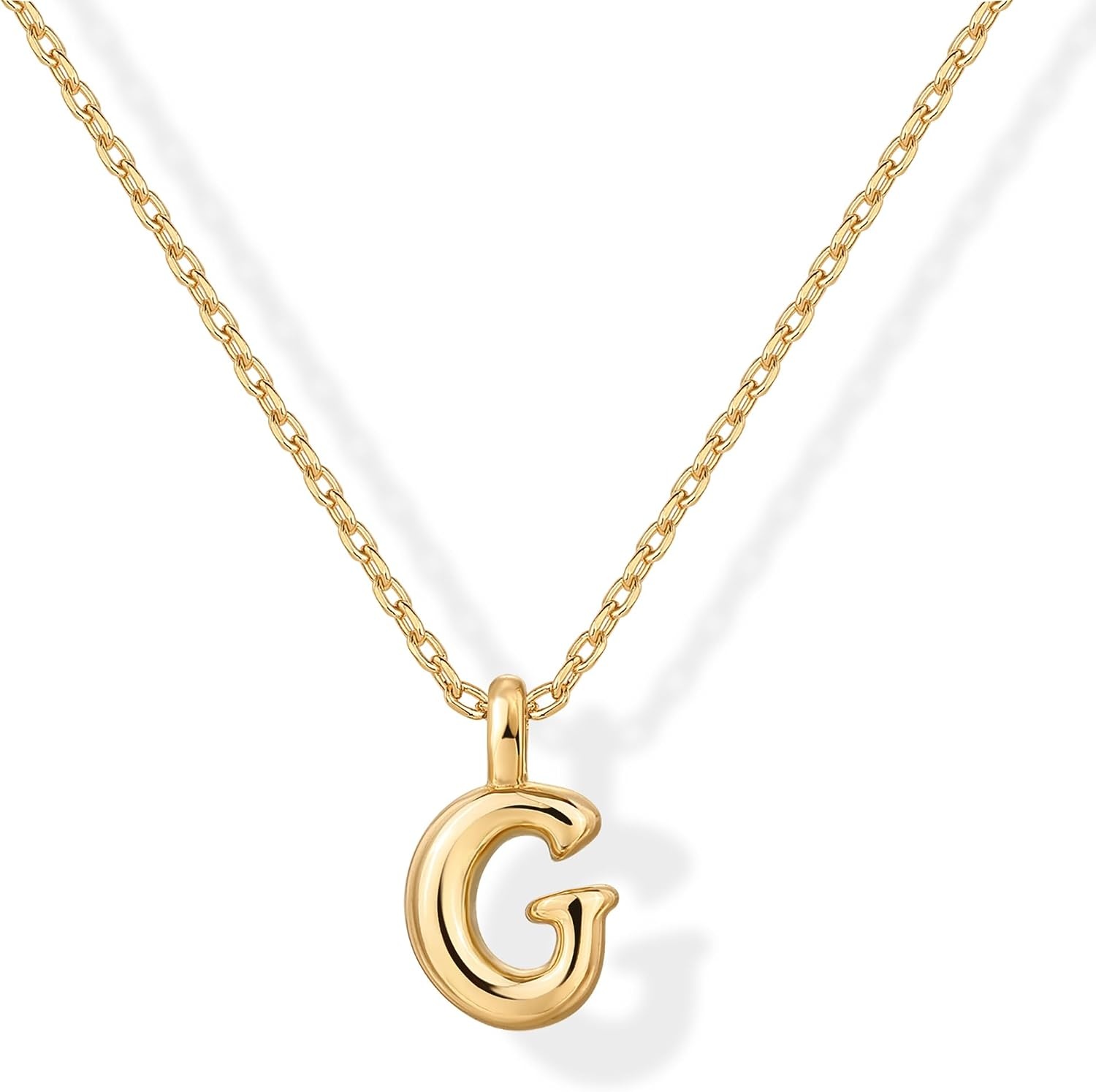 image:imagePAVOI 14K Gold Plated Dainty Chunky Bubble Initial Letter Pendant Necklace for Women Alphabet Letter NecklaceYellow Gold