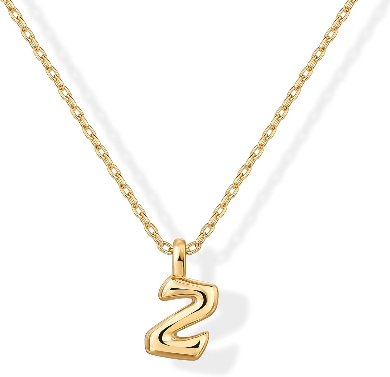 image:imagePAVOI 14K Gold Plated Dainty Chunky Bubble Initial Letter Pendant Necklace for Women Alphabet Letter NecklaceYellow Gold