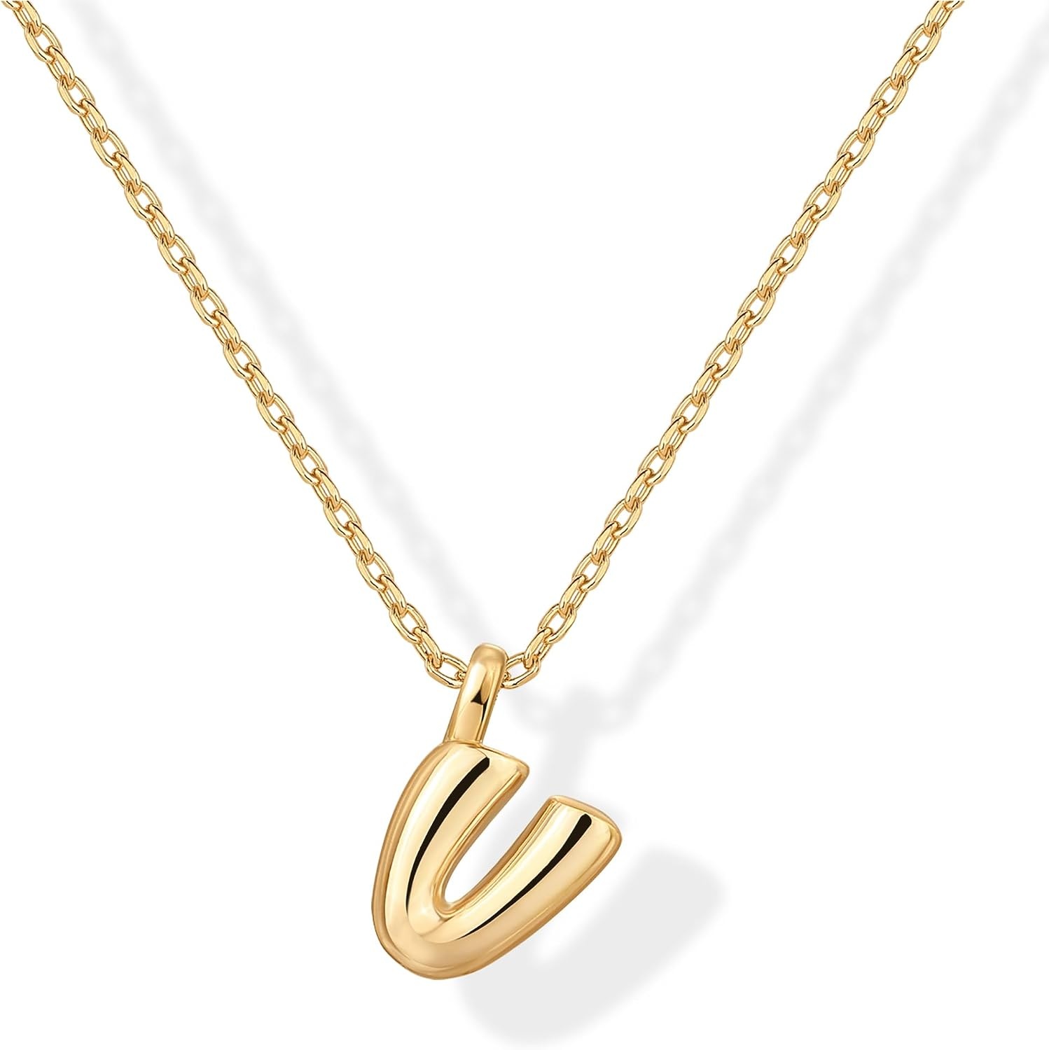 image:imagePAVOI 14K Gold Plated Dainty Chunky Bubble Initial Letter Pendant Necklace for Women Alphabet Letter NecklaceYellow Gold