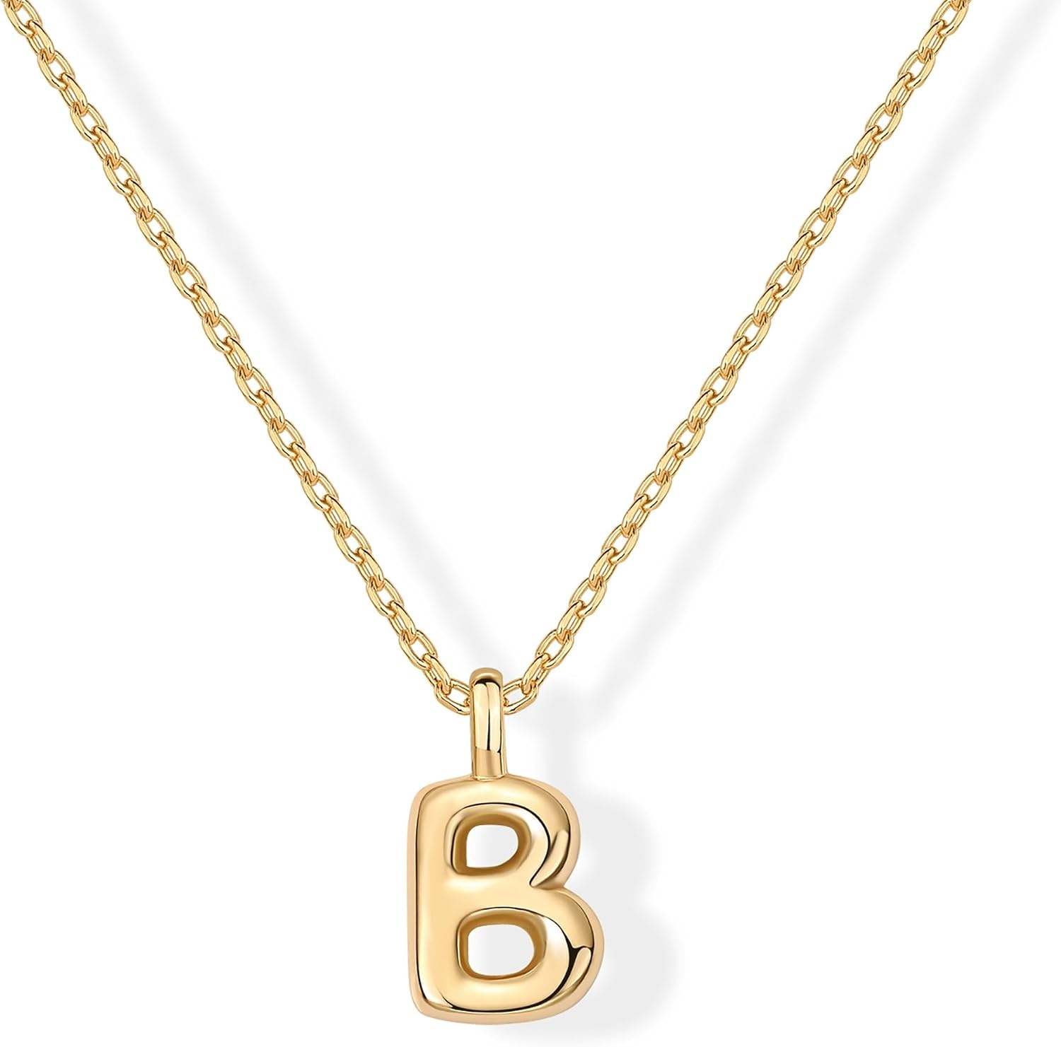 image:imagePAVOI 14K Gold Plated Dainty Chunky Bubble Initial Letter Pendant Necklace for Women Alphabet Letter NecklaceYellow Gold