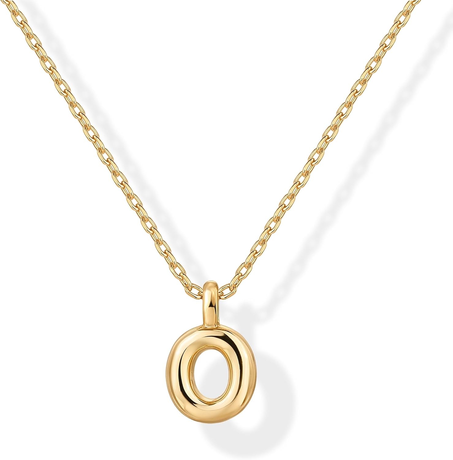 image:imagePAVOI 14K Gold Plated Dainty Chunky Bubble Initial Letter Pendant Necklace for Women Alphabet Letter NecklaceYellow Gold