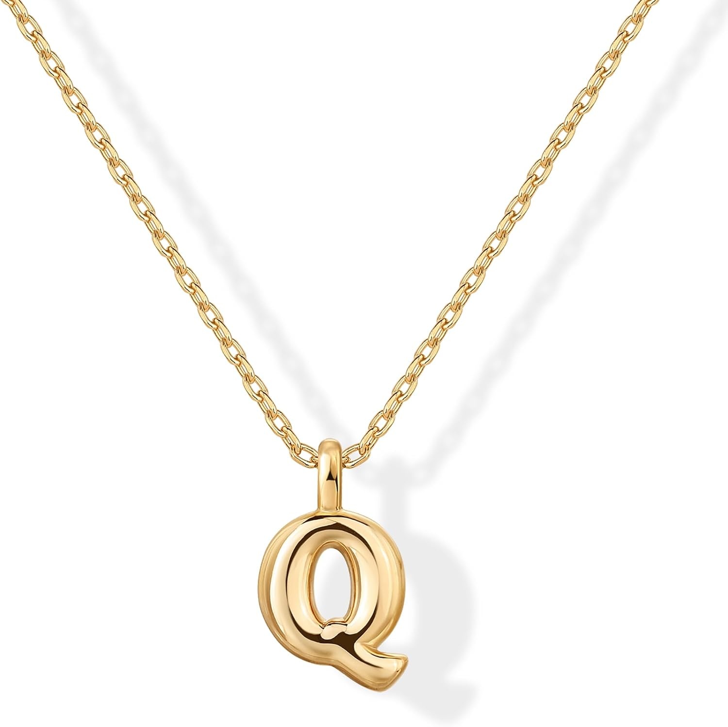 image:imagePAVOI 14K Gold Plated Dainty Chunky Bubble Initial Letter Pendant Necklace for Women Alphabet Letter NecklaceYellow Gold