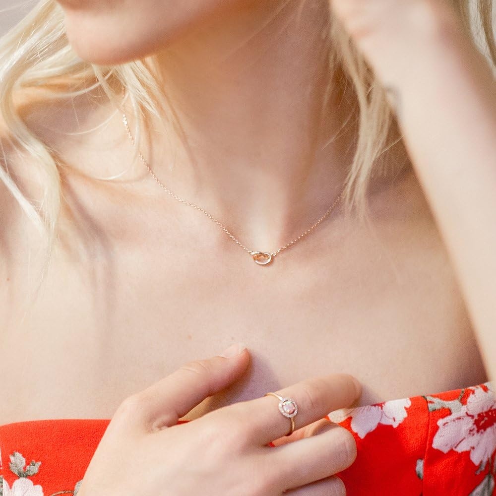 image:imagePAVOI 14K Gold Plated Dainty Cubic Zirconia Pendant Necklace for Women Dot Elephant Butterfly Pineapple Lock Knot Palm Tree Bow Smiley Pendant Layering Chain NecklacesRose Gold