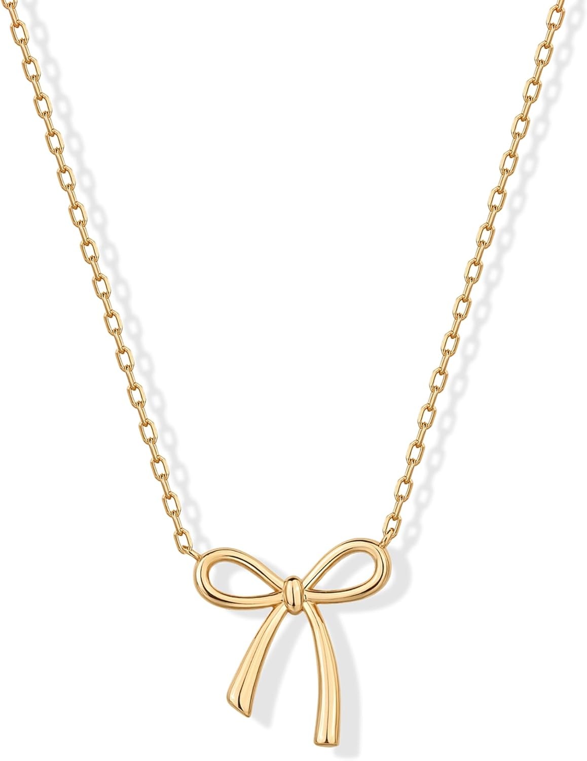 image:imagePAVOI 14K Gold Plated Dainty Cubic Zirconia Pendant Necklace for Women Dot Elephant Butterfly Pineapple Lock Knot Palm Tree Bow Smiley Pendant Layering Chain NecklacesYellow Gold