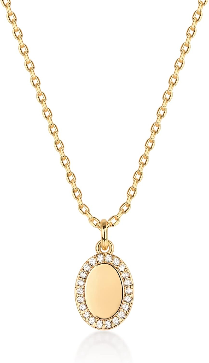 image:imagePAVOI 14K Gold Plated Dainty Cubic Zirconia Pendant Necklace for Women Dot Elephant Butterfly Pineapple Lock Knot Palm Tree Bow Smiley Pendant Layering Chain NecklacesYellow Gold