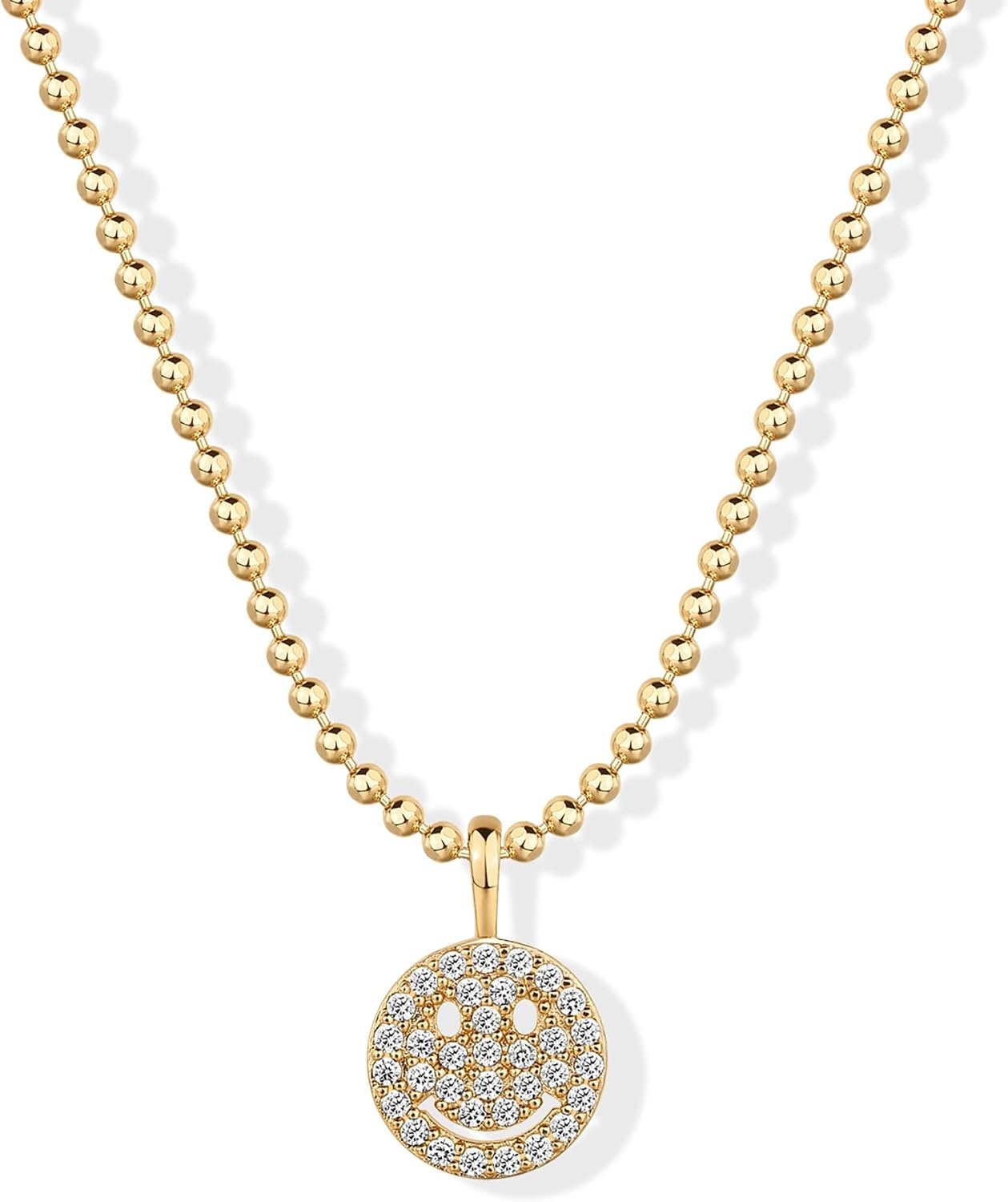 image:imagePAVOI 14K Gold Plated Dainty Cubic Zirconia Pendant Necklace for Women Dot Elephant Butterfly Pineapple Lock Knot Palm Tree Bow Smiley Pendant Layering Chain NecklacesYellow Gold