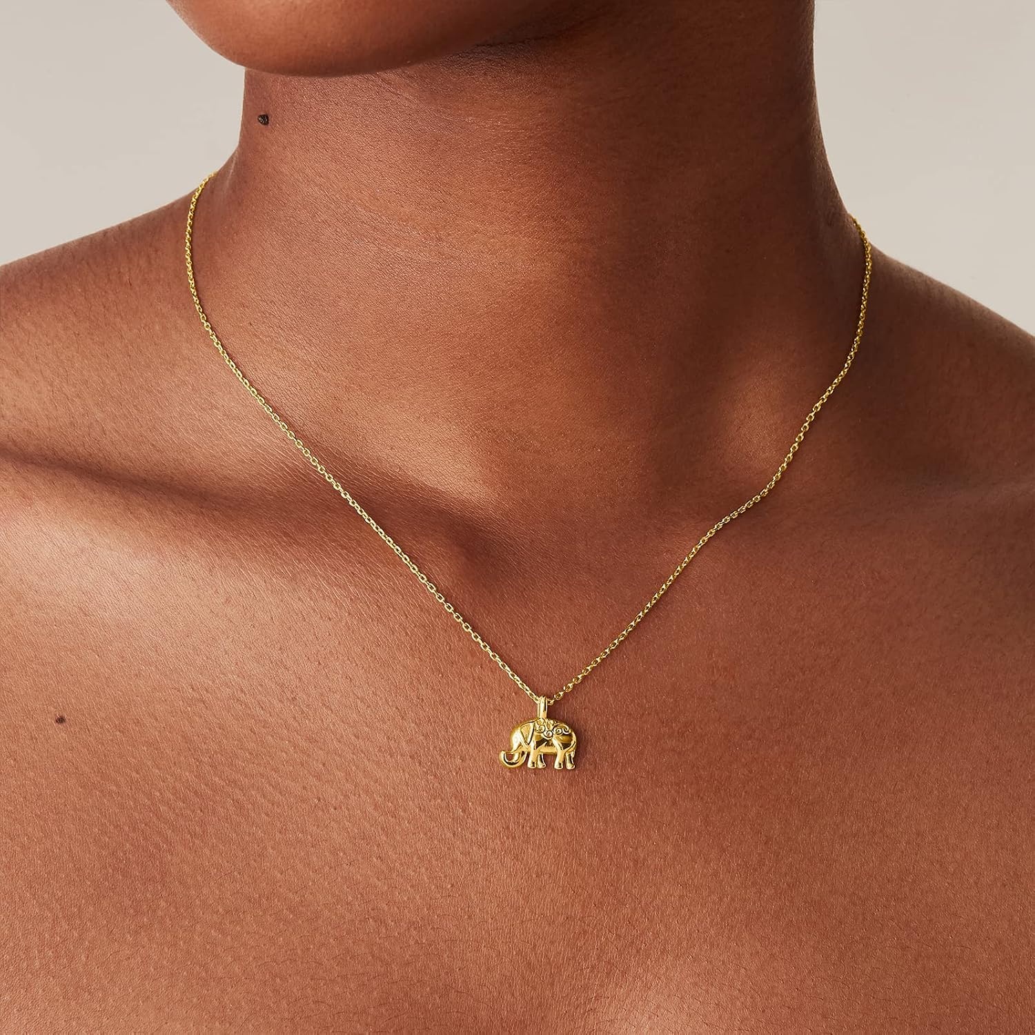 image:imagePAVOI 14K Gold Plated Dainty Cubic Zirconia Pendant Necklace for Women Dot Elephant Butterfly Pineapple Lock Knot Palm Tree Bow Smiley Pendant Layering Chain NecklacesRose Gold
