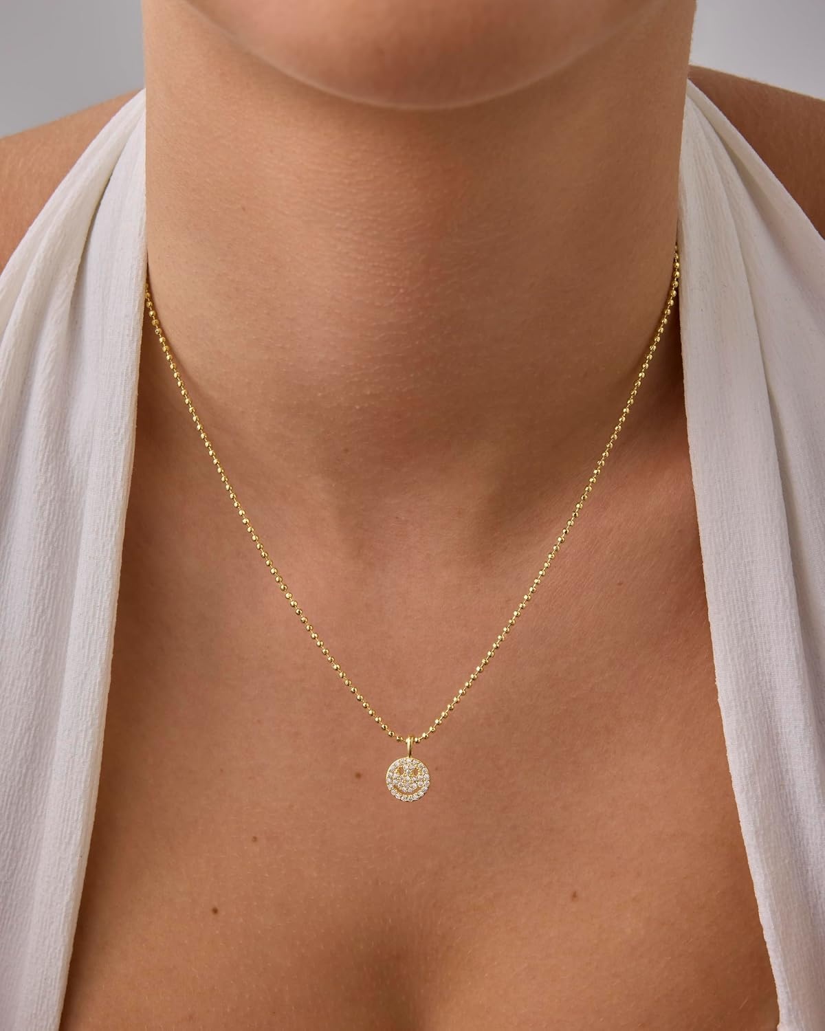 image:imagePAVOI 14K Gold Plated Dainty Cubic Zirconia Pendant Necklace for Women Dot Elephant Butterfly Pineapple Lock Knot Palm Tree Bow Smiley Pendant Layering Chain NecklacesYellow Gold