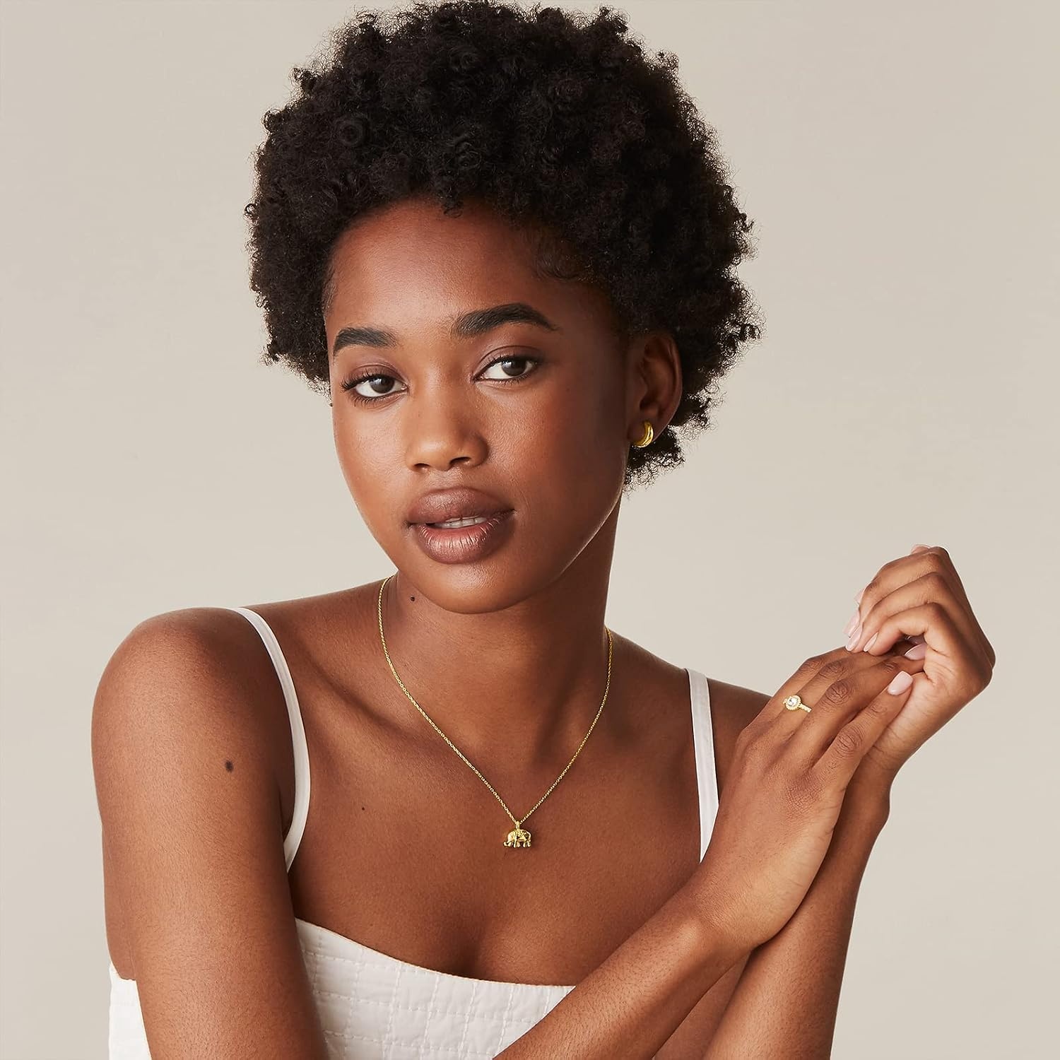 image:imagePAVOI 14K Gold Plated Dainty Cubic Zirconia Pendant Necklace for Women Dot Elephant Butterfly Pineapple Lock Knot Palm Tree Bow Smiley Pendant Layering Chain NecklacesRose Gold