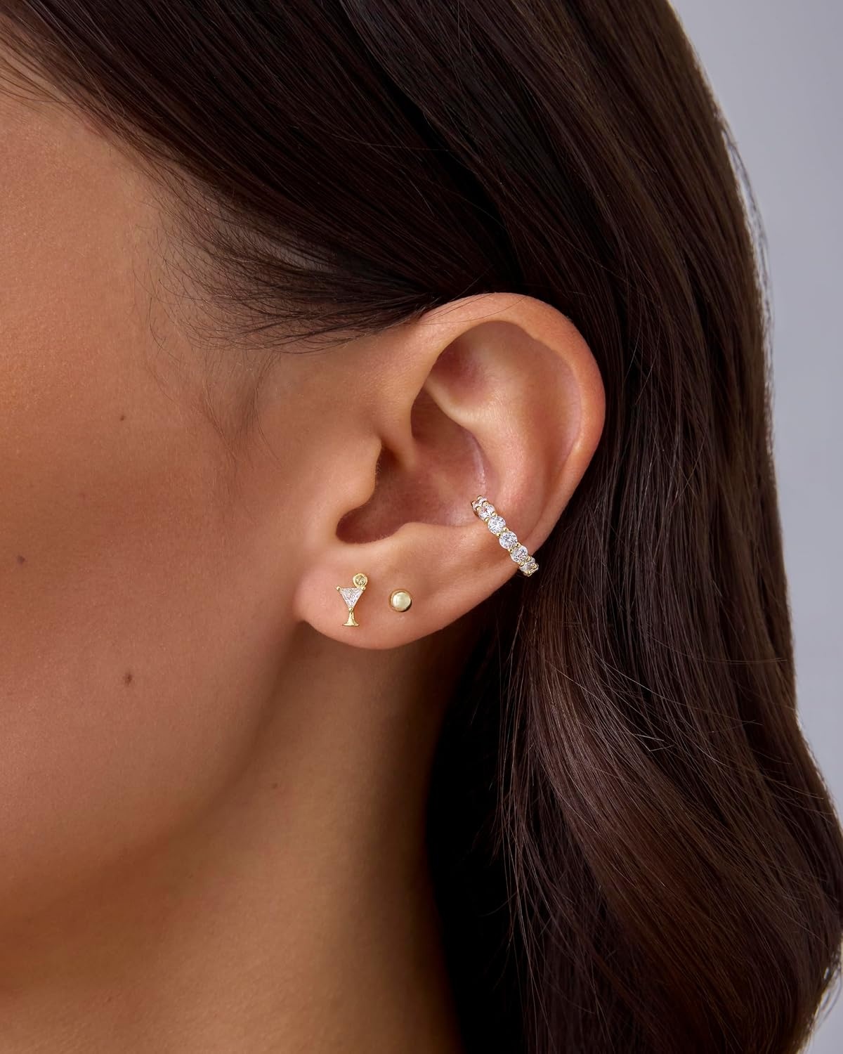 image:imagePAVOI 14K Gold Plated Dainty Flat Back Earrings for Women Hypoallergenic Sterling Silver Posts Helix Cartilage Piercing Jewelry Emoji Motif Bow Celestial Flatback Gold Stud Earrings Screw BackMartini