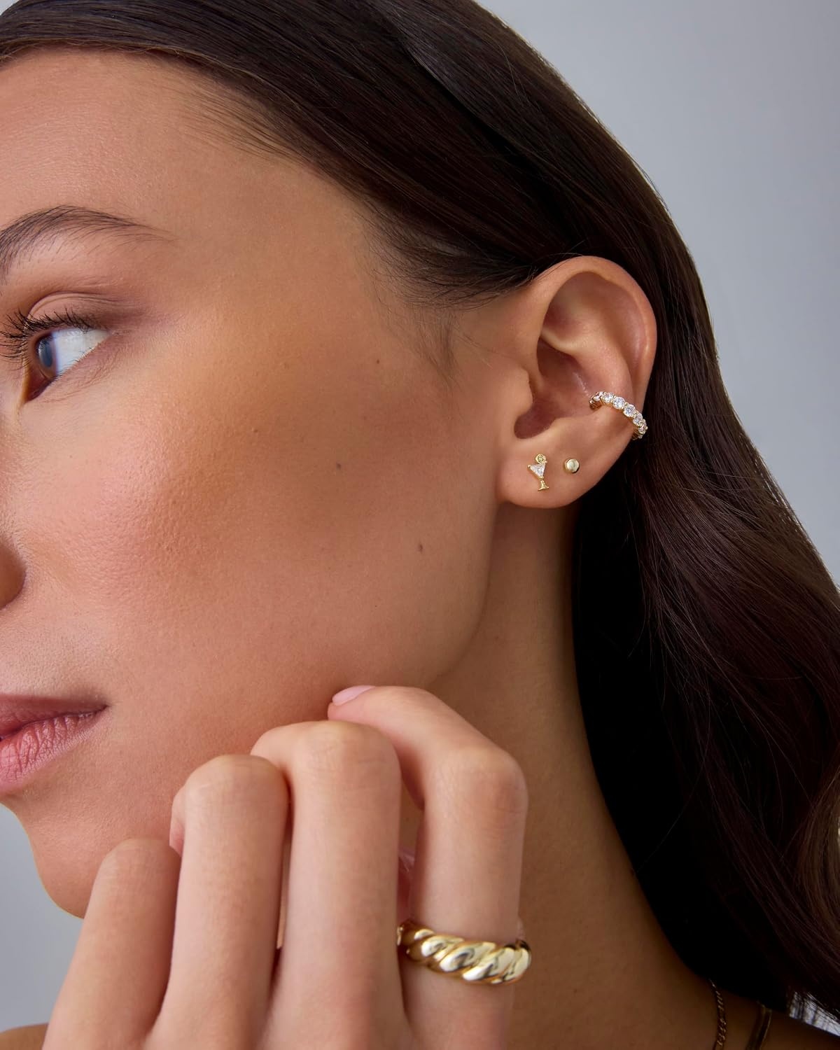 image:imagePAVOI 14K Gold Plated Dainty Flat Back Earrings for Women Hypoallergenic Sterling Silver Posts Helix Cartilage Piercing Jewelry Emoji Motif Bow Celestial Flatback Gold Stud Earrings Screw BackMartini