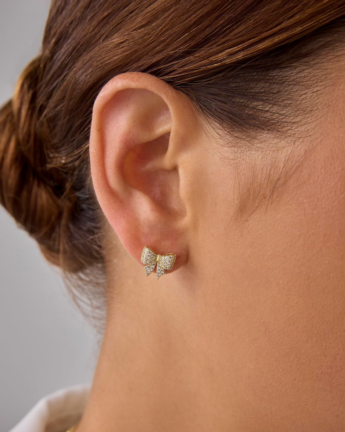 image:imagePAVOI 14K Gold Plated Dainty Flat Back Earrings for Women Hypoallergenic Sterling Silver Posts Helix Cartilage Piercing Jewelry Emoji Motif Bow Celestial Flatback Gold Stud Earrings Screw BackBow