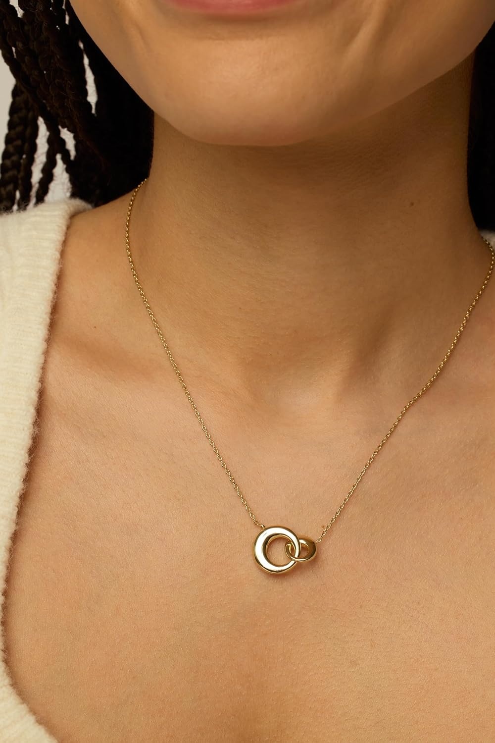 image:imagePAVOI 14K Gold Plated Dainty Interlock Pendant Necklace for Women Circle Link Pendant NecklacesYellow Gold