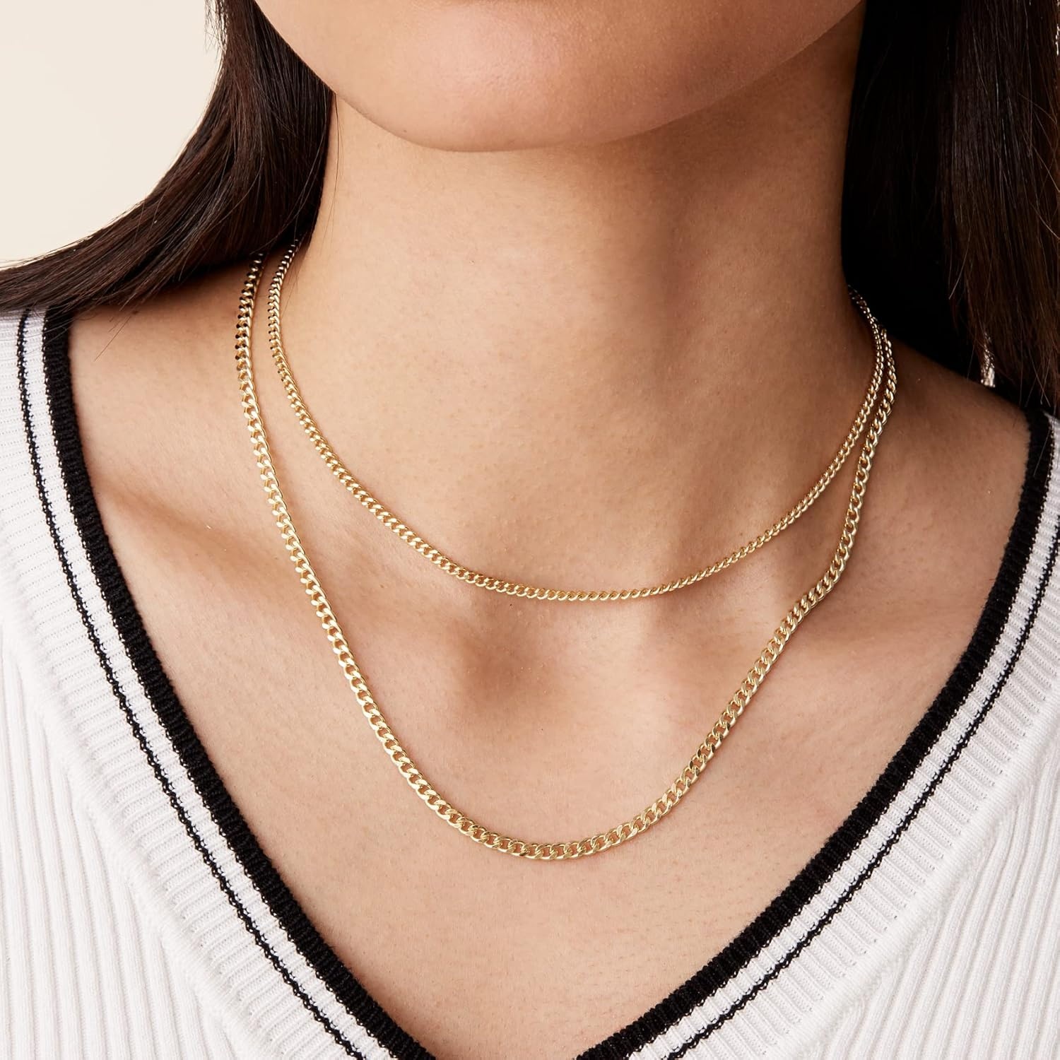 image:imagePAVOI 14K Gold Plated Dainty Layering Necklaces for Women Snake Chain Curb Link Paperclip Layered Chains Trendy Layering NecklaceRose Gold