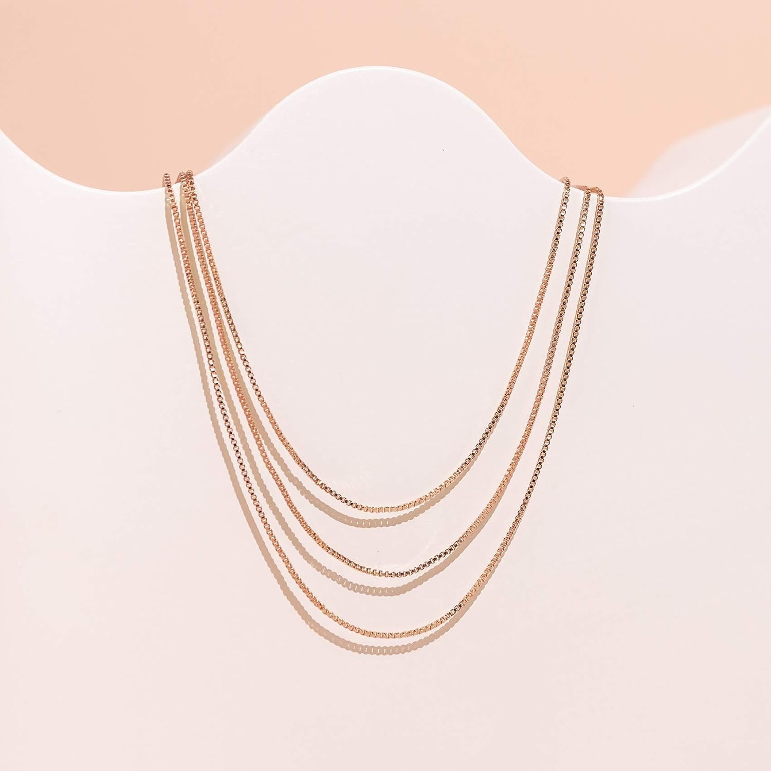 image:imagePAVOI 14K Gold Plated Dainty Layering Necklaces for Women Snake Chain Curb Link Paperclip Layered Chains Trendy Layering NecklaceRose Gold