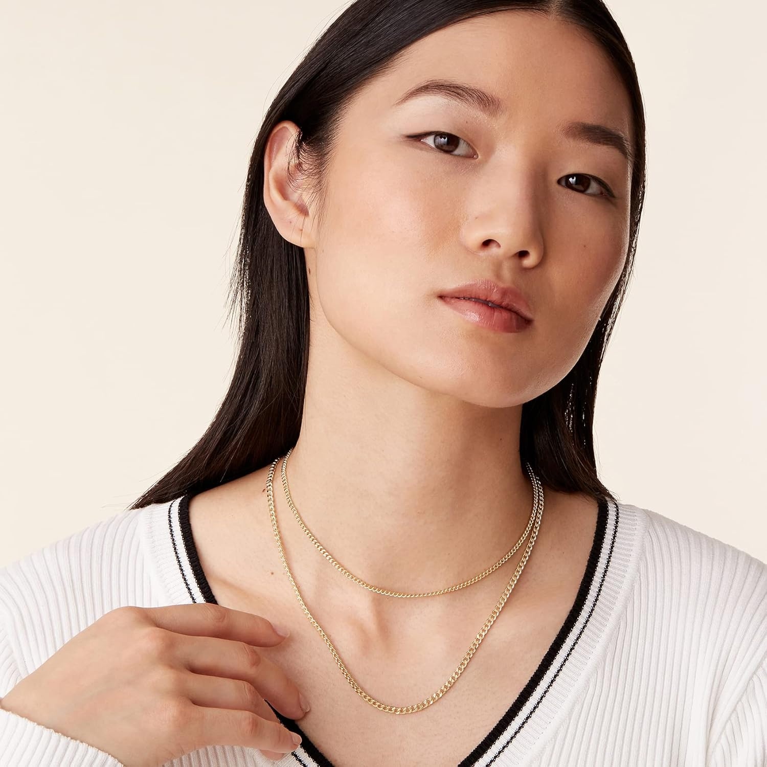 image:imagePAVOI 14K Gold Plated Dainty Layering Necklaces for Women Snake Chain Curb Link Paperclip Layered Chains Trendy Layering NecklaceRose Gold