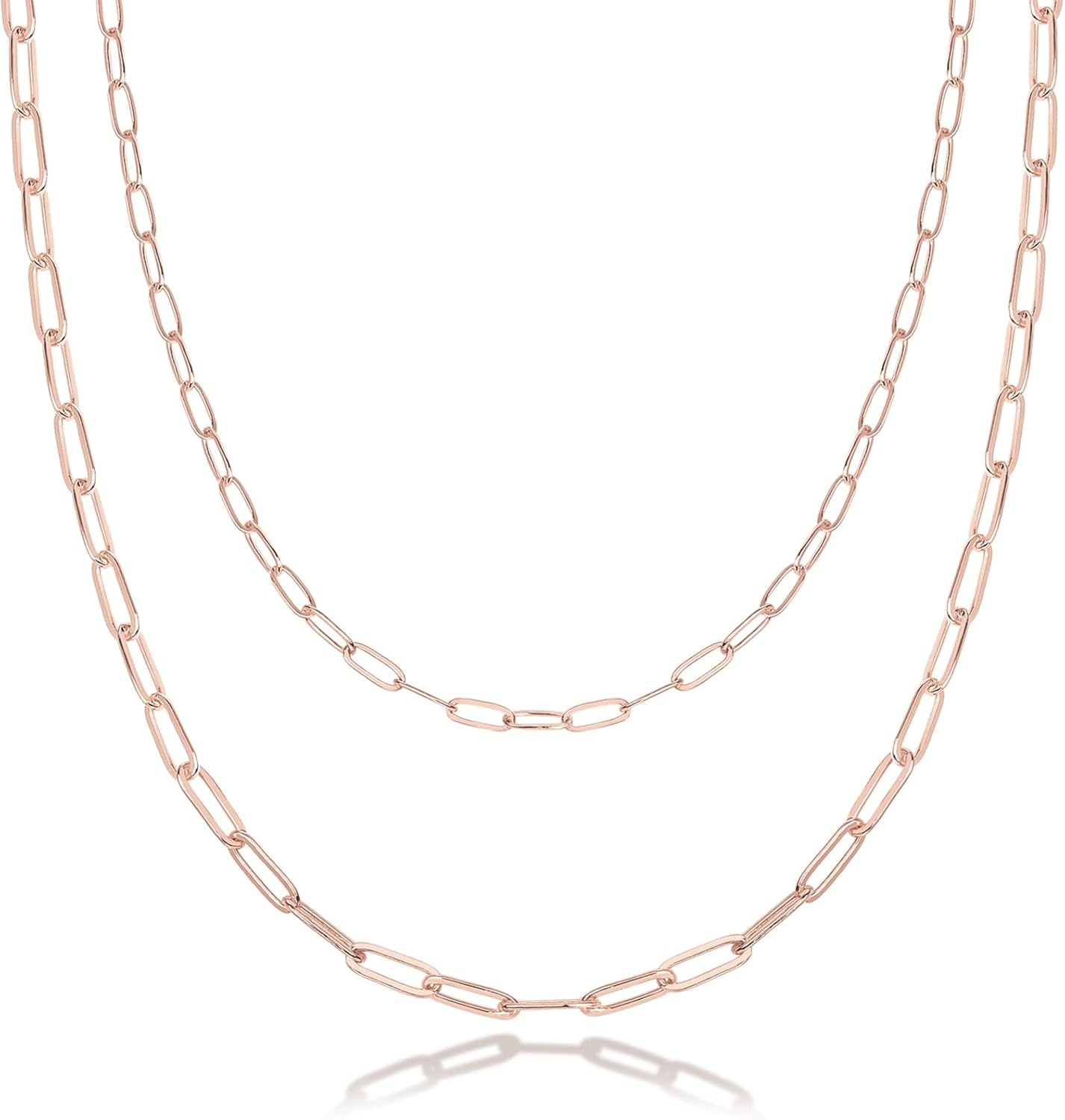 image:imagePAVOI 14K Gold Plated Dainty Layering Necklaces for Women Snake Chain Curb Link Paperclip Layered Chains Trendy Layering NecklaceRose Gold