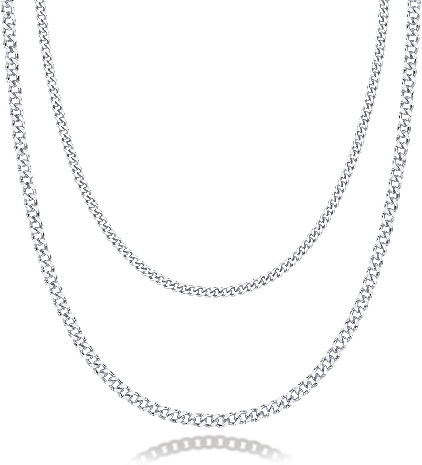 image:imagePAVOI 14K Gold Plated Dainty Layering Necklaces for Women Snake Chain Curb Link Paperclip Layered Chains Trendy Layering NecklaceWhite Gold
