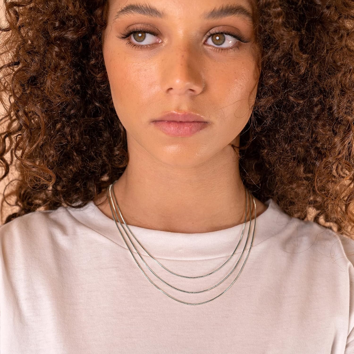 image:imagePAVOI 14K Gold Plated Dainty Layering Necklaces for Women Snake Chain Curb Link Paperclip Layered Chains Trendy Layering NecklaceWhite Gold