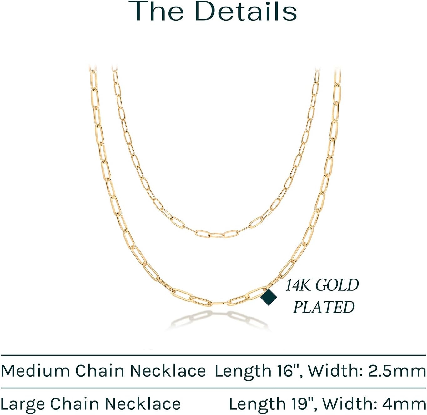 image:imagePAVOI 14K Gold Plated Dainty Layering Necklaces for Women Snake Chain Curb Link Paperclip Layered Chains Trendy Layering NecklaceYellow Gold