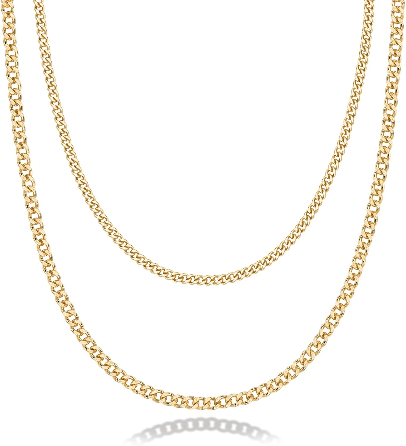 image:imagePAVOI 14K Gold Plated Dainty Layering Necklaces for Women Snake Chain Curb Link Paperclip Layered Chains Trendy Layering NecklaceYellow Gold