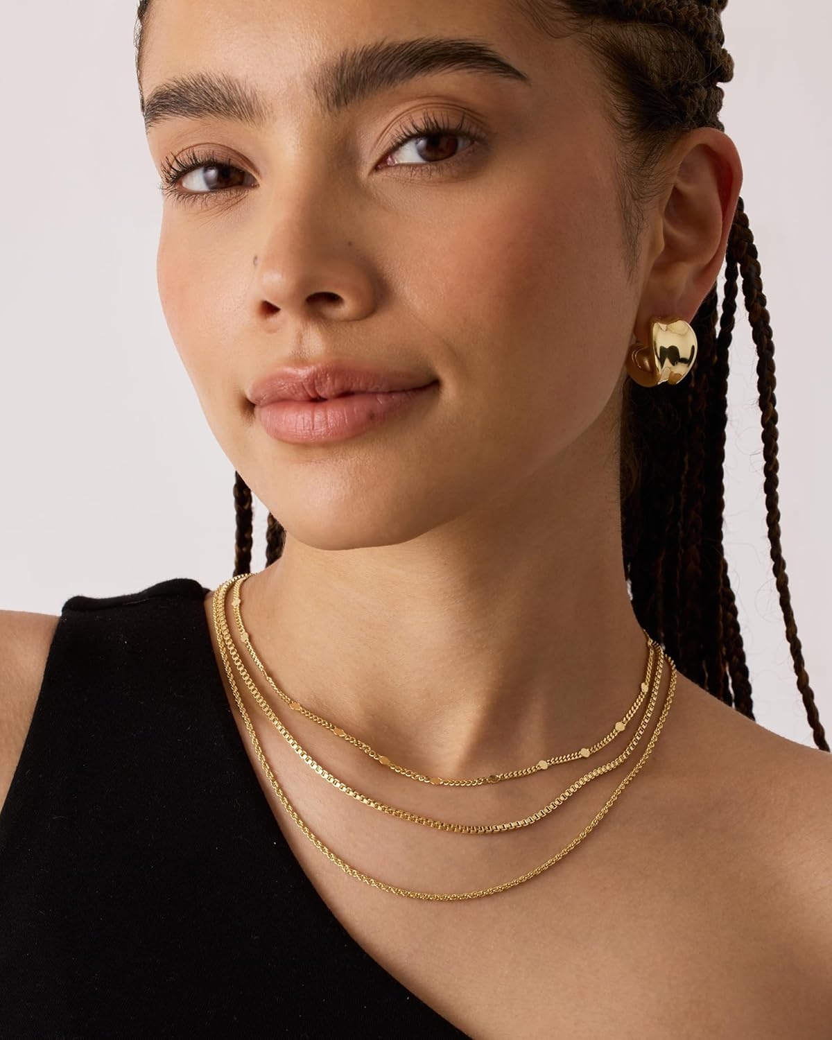 image:imagePAVOI 14K Gold Plated Dainty Layering Necklaces for Women Snake Chain Curb Link Paperclip Layered Chains Trendy Layering NecklaceYellow Gold