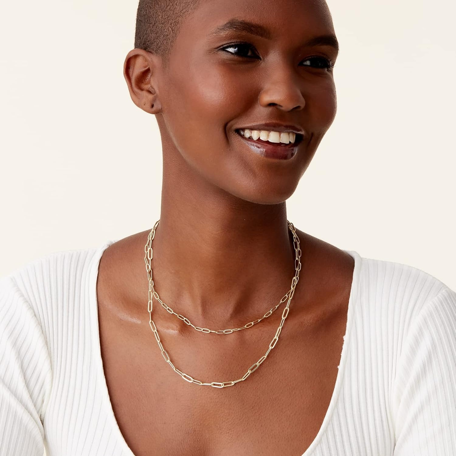 image:imagePAVOI 14K Gold Plated Dainty Layering Necklaces for Women Snake Chain Curb Link Paperclip Layered Chains Trendy Layering NecklaceYellow Gold