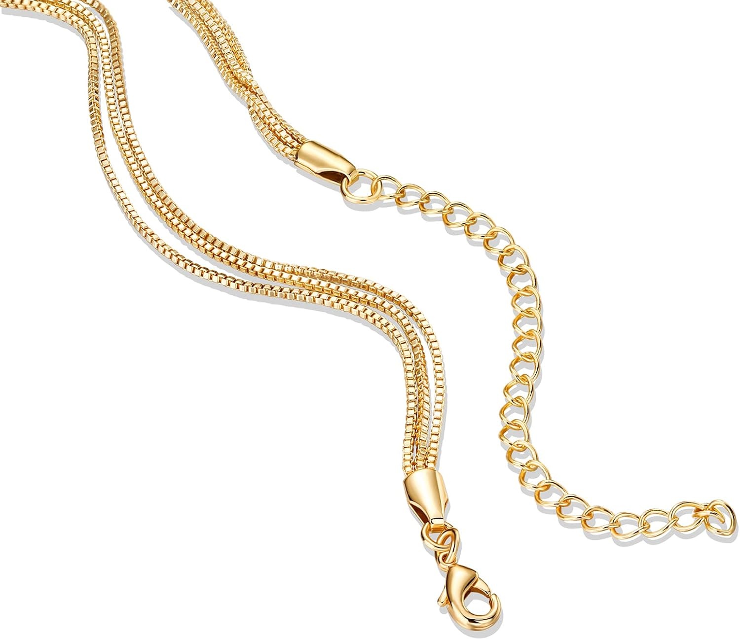 image:imagePAVOI 14K Gold Plated Dainty Layering Necklaces for Women Snake Chain Curb Link Paperclip Layered Chains Trendy Layering NecklaceYellow Gold