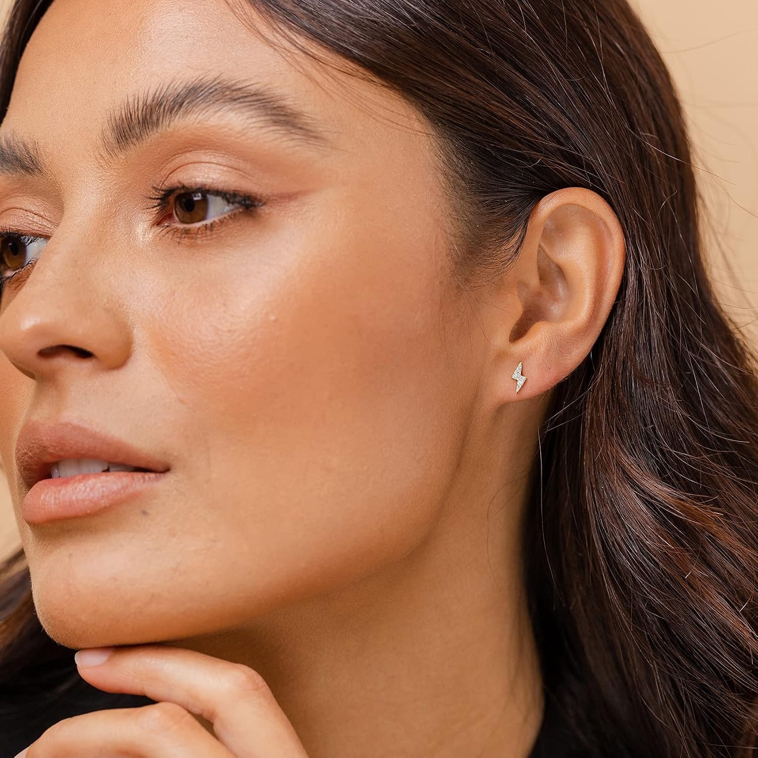 image:imagePAVOI 14K Gold Plated Dainty Stud Earrings for Women 925 Sterling Silver Posts Earrings with Cubic Zirconia Celestial Lightning Bolt Moon Star and Flower Gold Jewelry GiftsVermeil Yellow